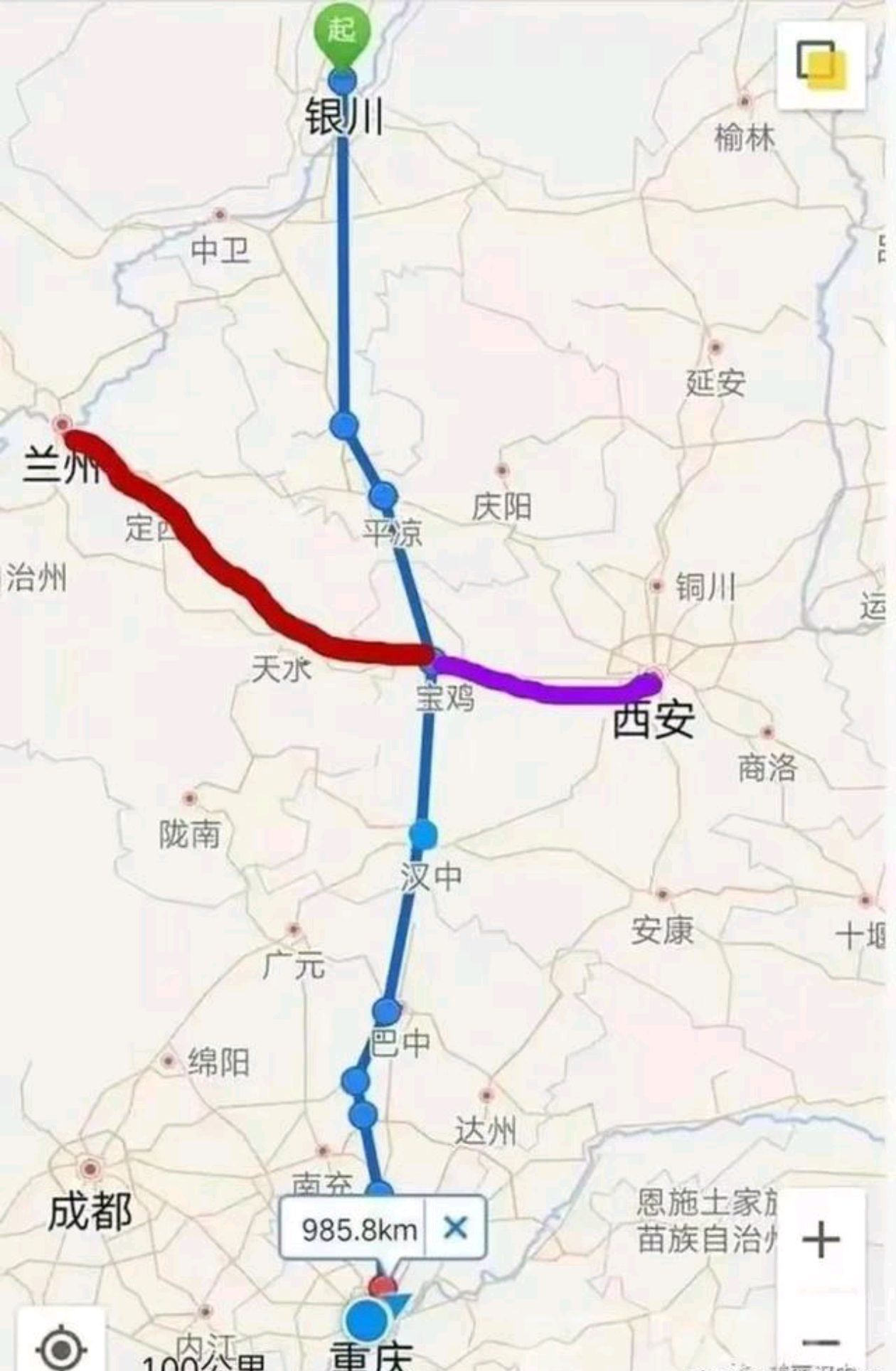 乌海至宝鸡k1688次列车线路看宝鸡南北铁路之悲惨,建高铁势在必行