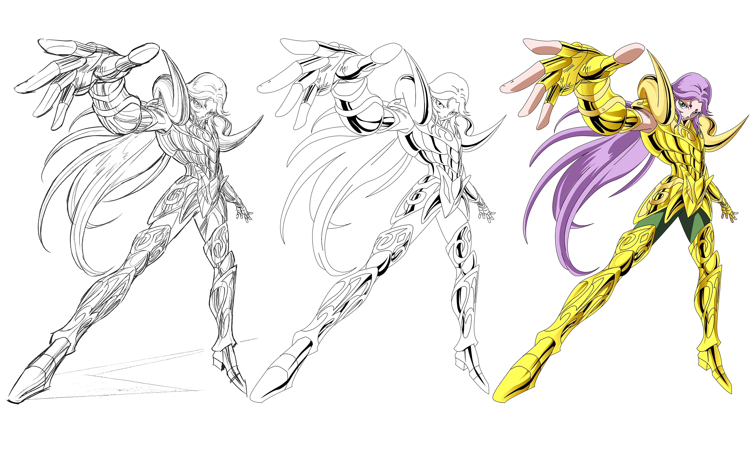 分享一组动漫角色《圣斗士星矢》插画作品,描绘了十二黄金圣斗士的