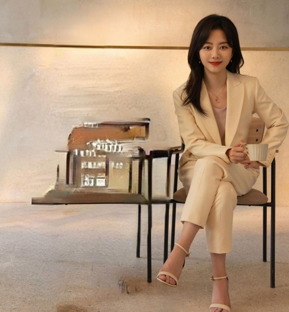 谭松韵穿西装真显知性优雅,超有职场女性范儿