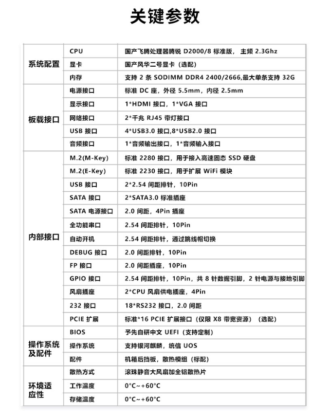 飞腾2000+参数图片