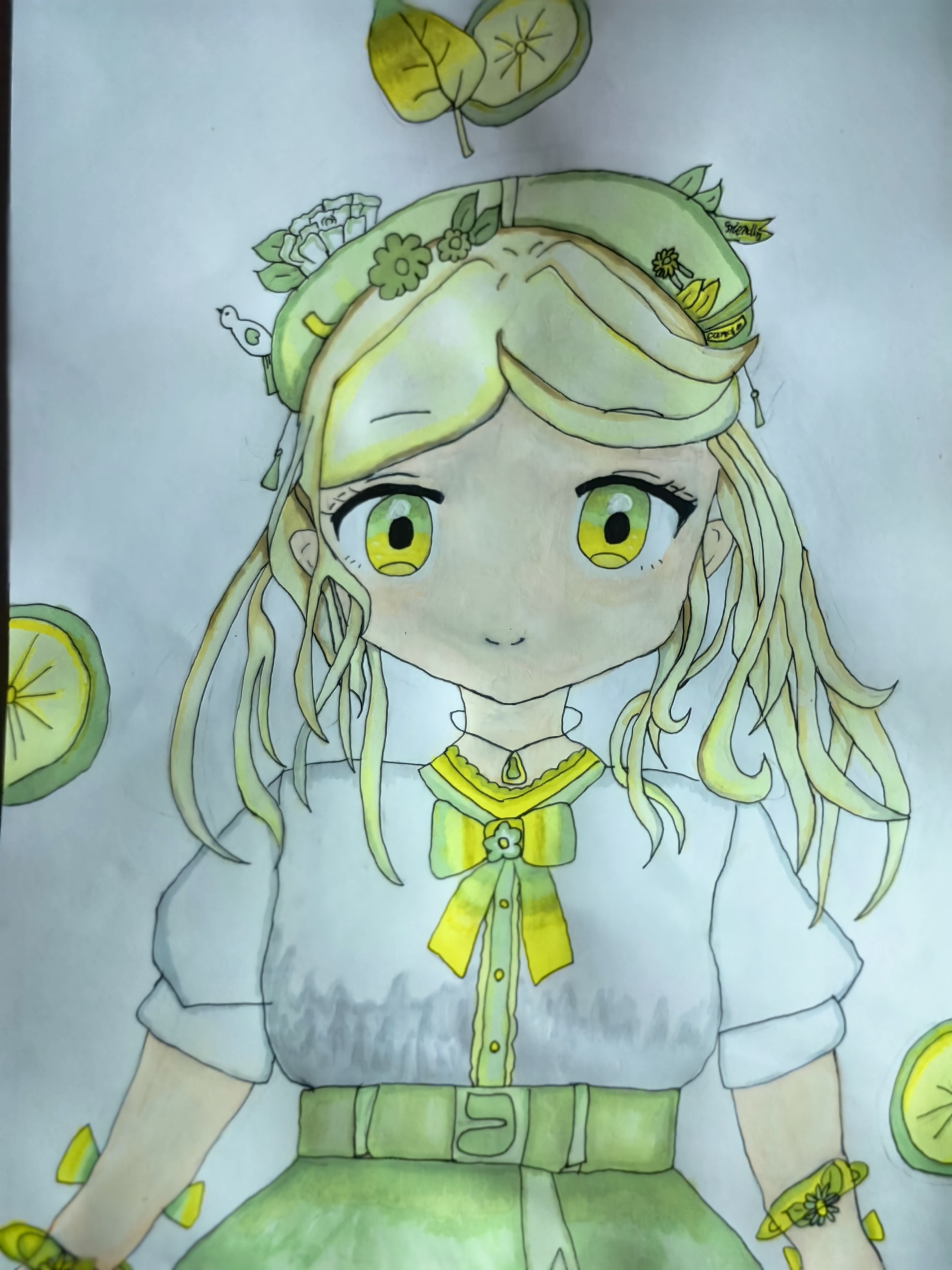 小学生绘画创作作品,动漫青柠女孩