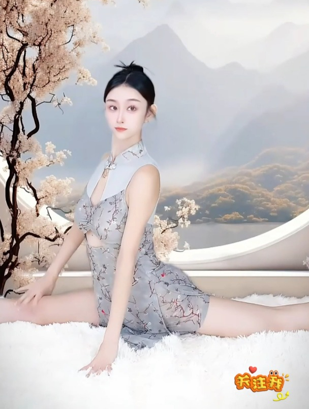 一字马小姐姐练功!好软啊!