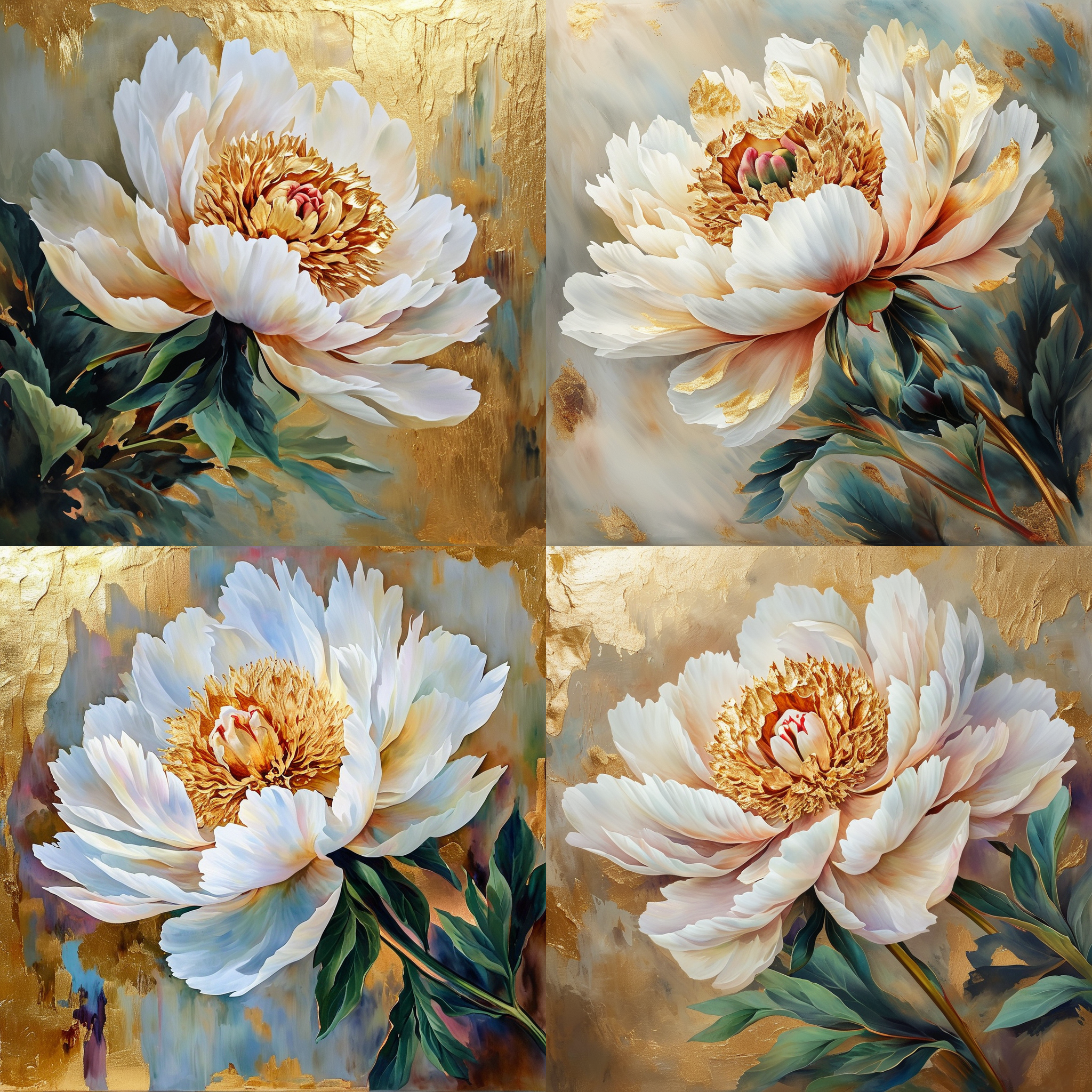 敦煌风格绘画,绘画的线条锐利明快,而色彩醚也驶髌 牡丹抽象牡丹画