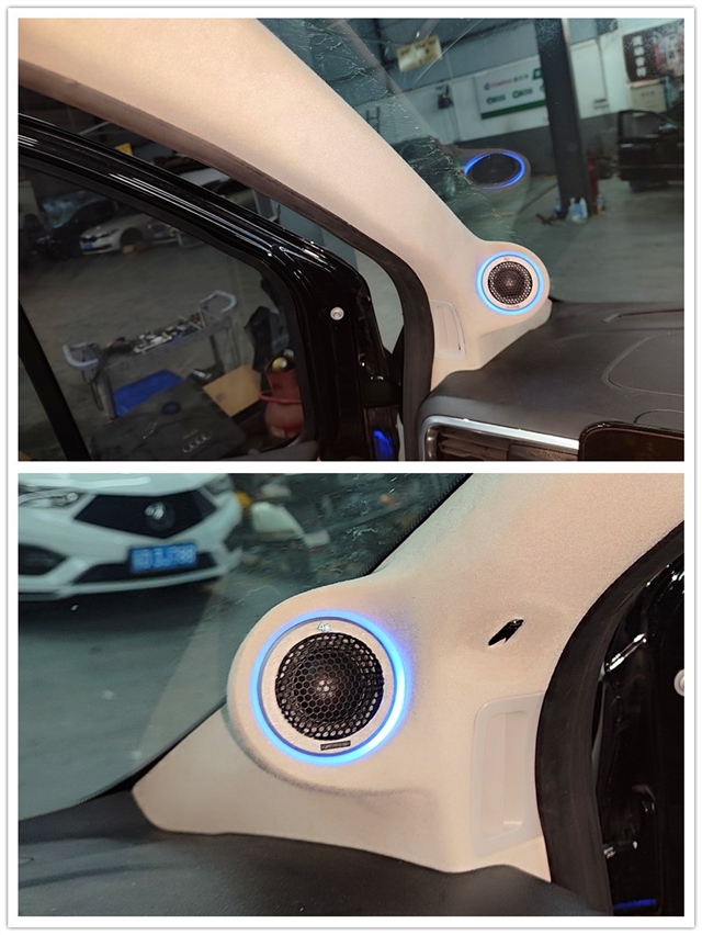 汕头福特黑武士汽车音响改装丹拿236两分频喇叭改装案例