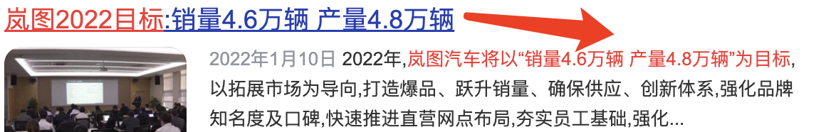 岚图2022年1月销量图片