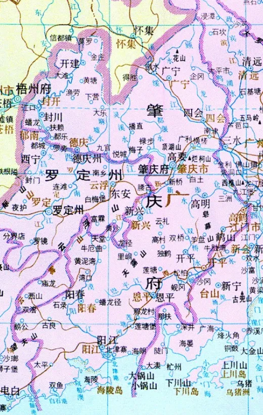 四会,新兴,阳春,阳 江,恩平,高明,广宁,开平,鹤山,封川,开建县以及