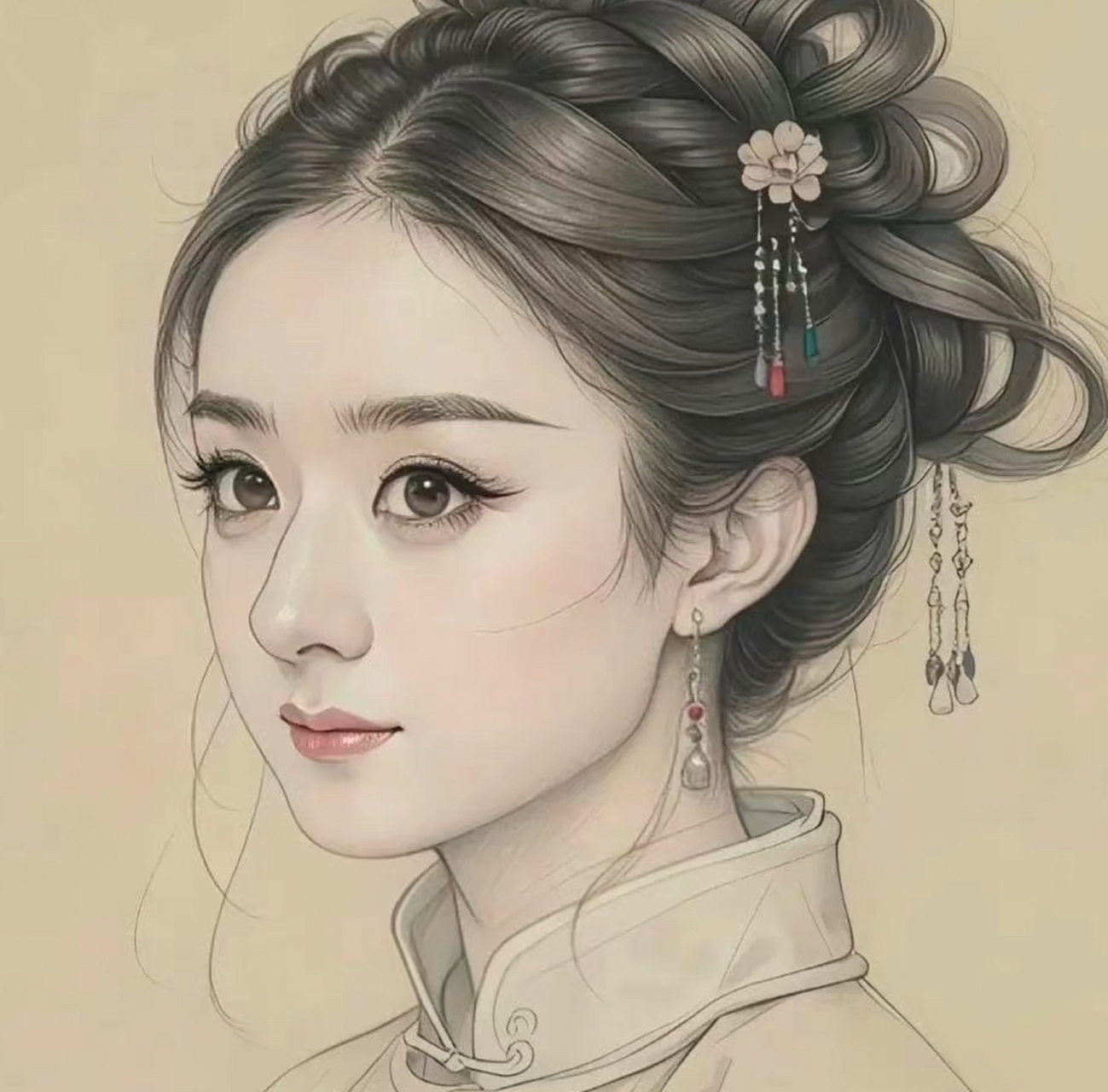 女明星古风工笔画.
