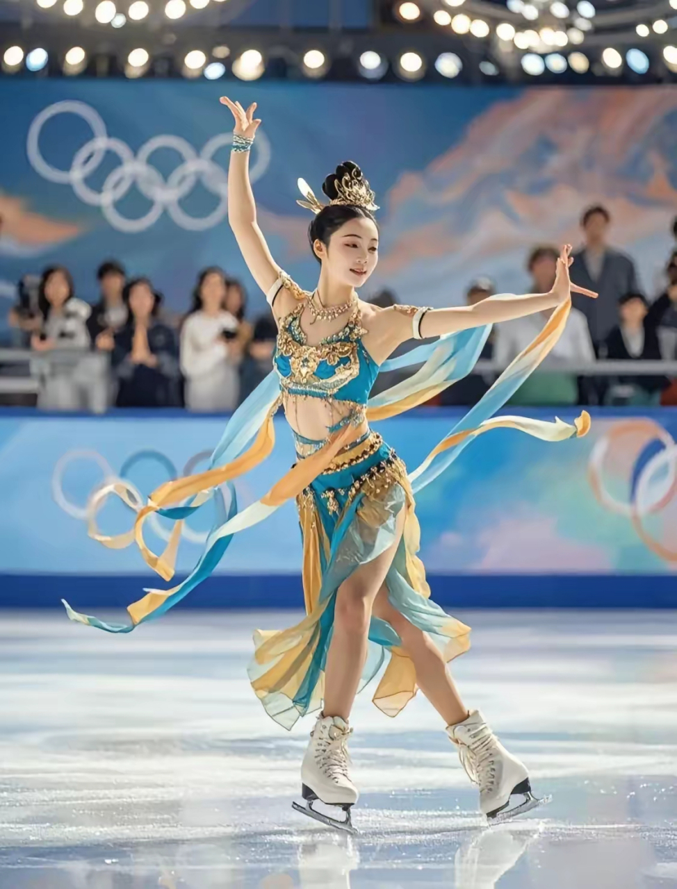 奥运会花样滑冰赛场上,惊现一位美若天仙的滑冰选手.