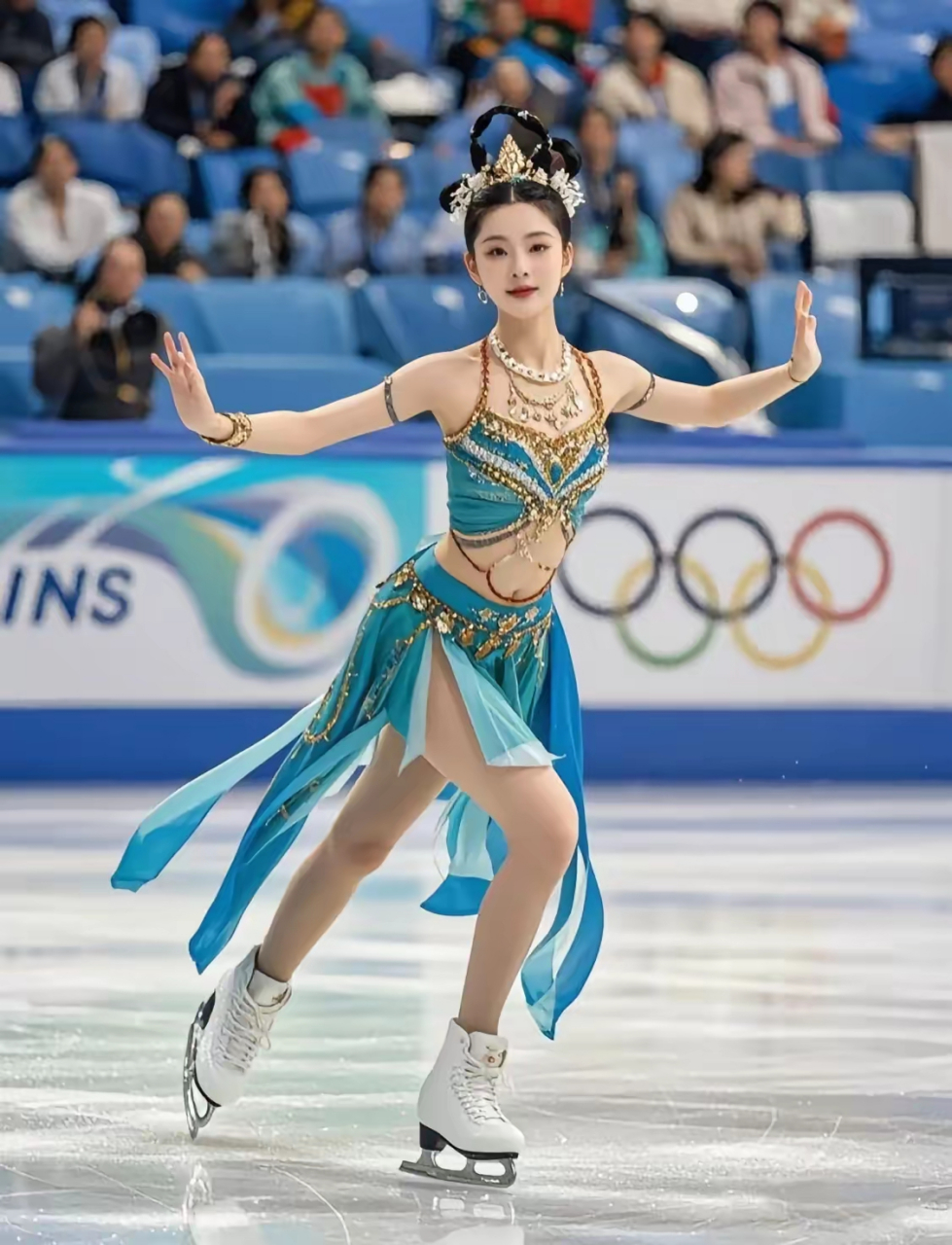 奥运会花样滑冰赛场上,惊现一位美若天仙的滑冰选手.