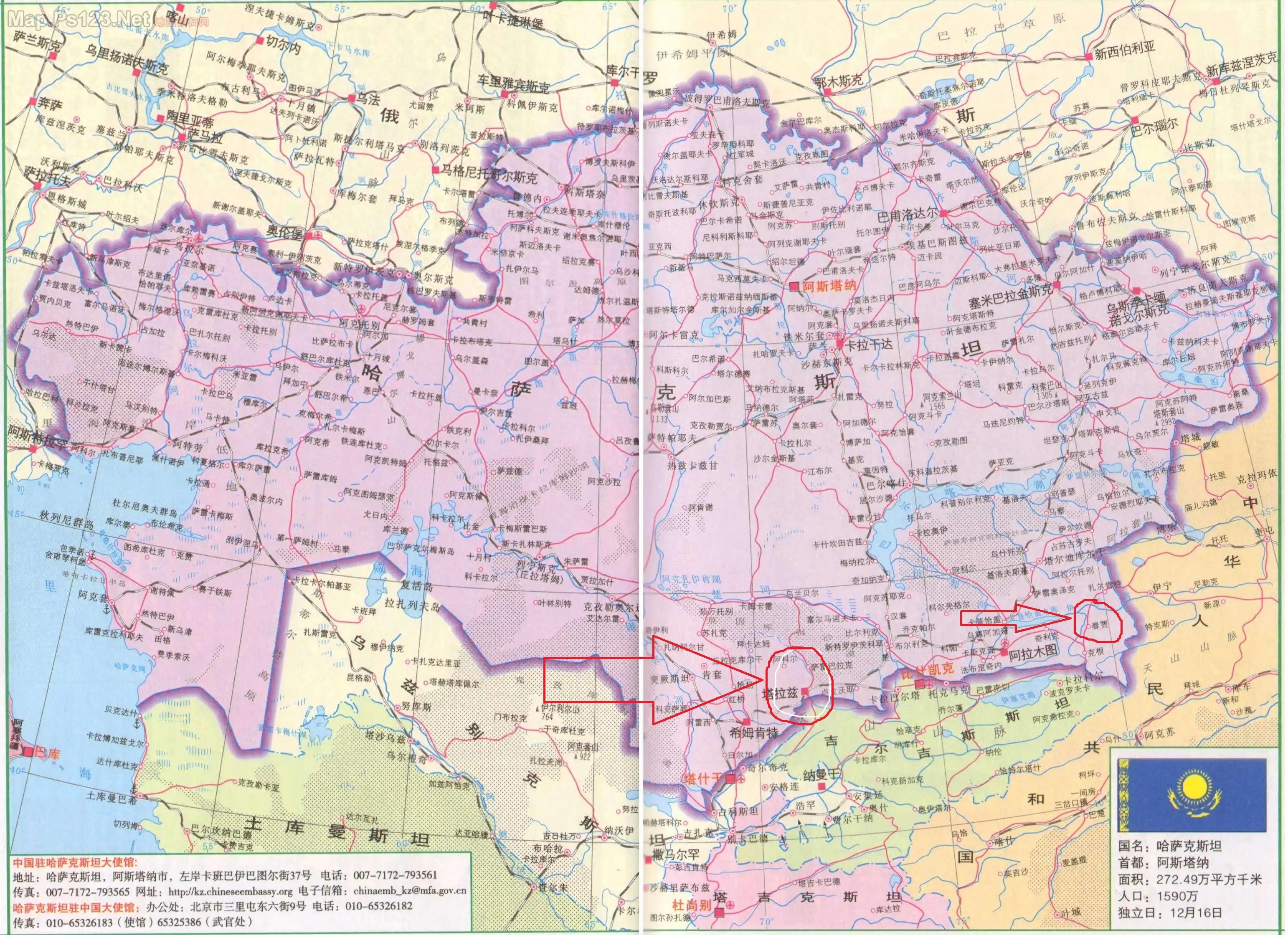 哈萨克斯坦地图面积图片