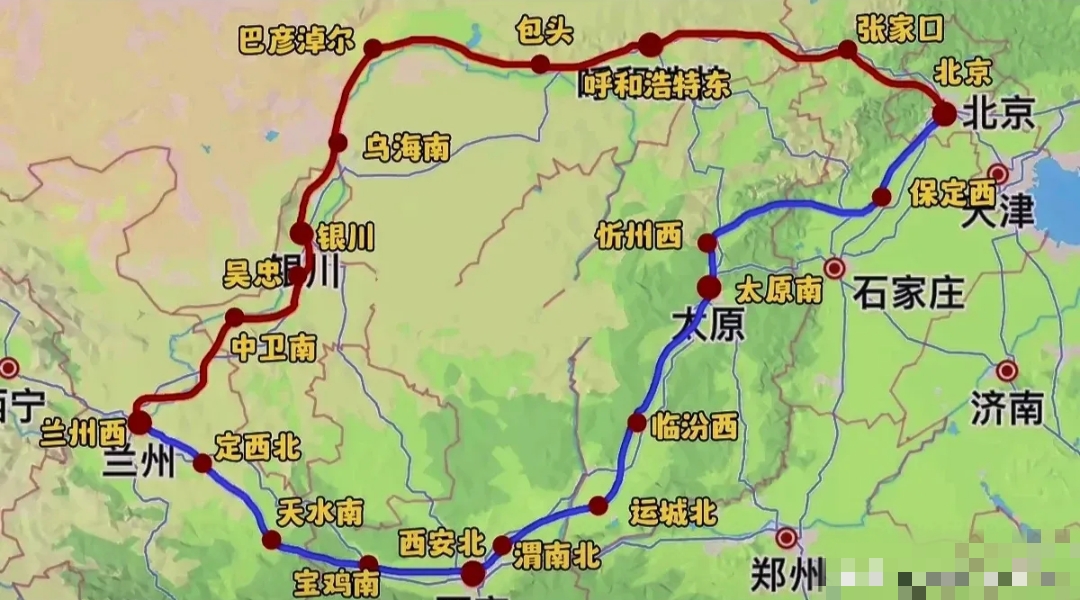 中卫南,吴忠,银川,乌海南,巴彦淖尔,包头,呼和浩特东,张家口等站点