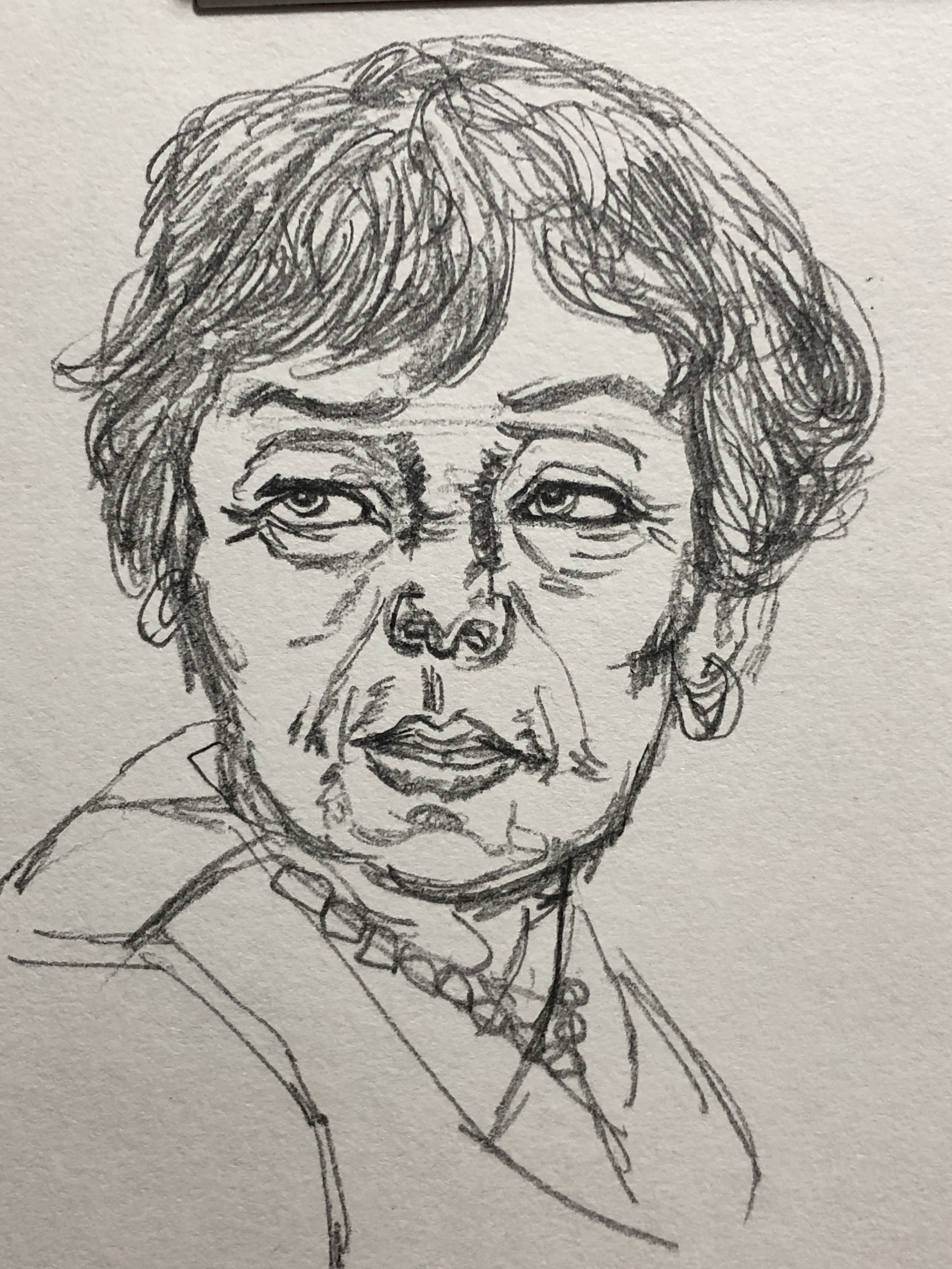 动态连更挑战# #手绘#  线性速写, 中年女人.