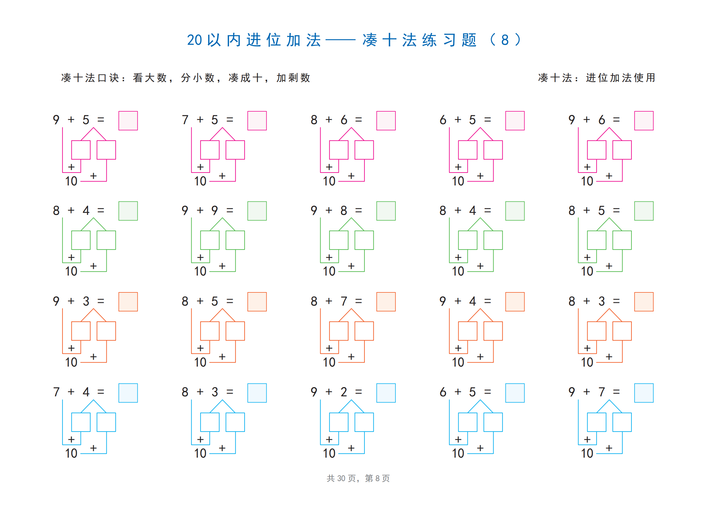 低年级数学 20以内加减法《凑十法