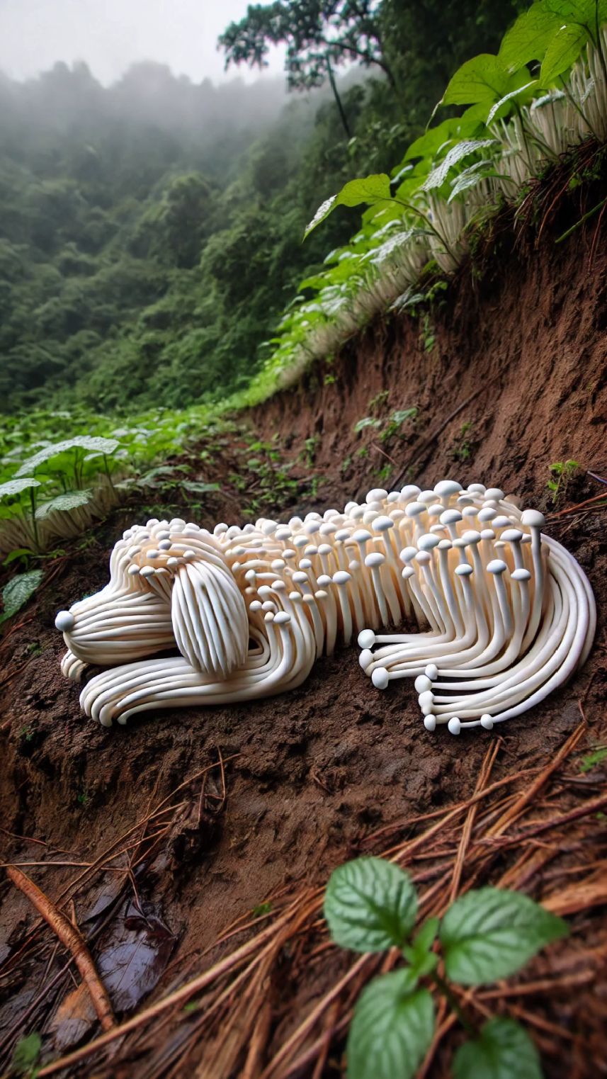 金针菇生长形成狗的模样了