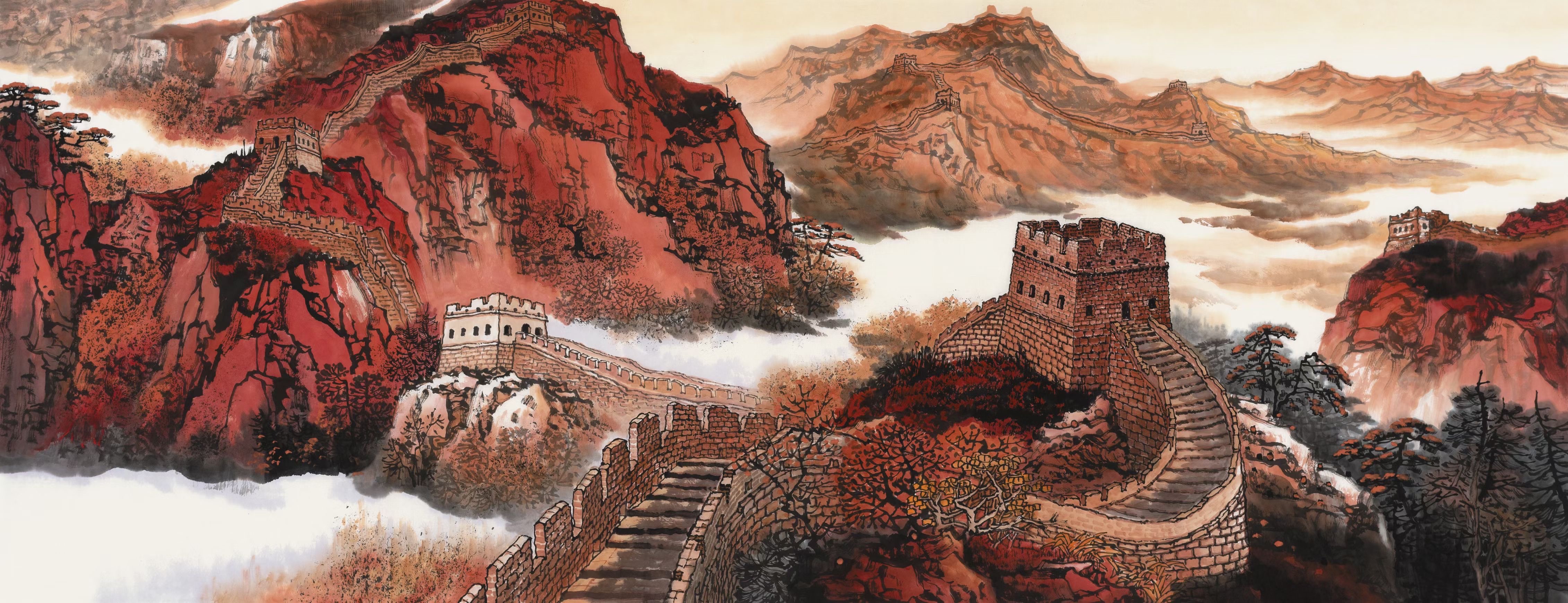 王云峰长城山水画 山河壮丽