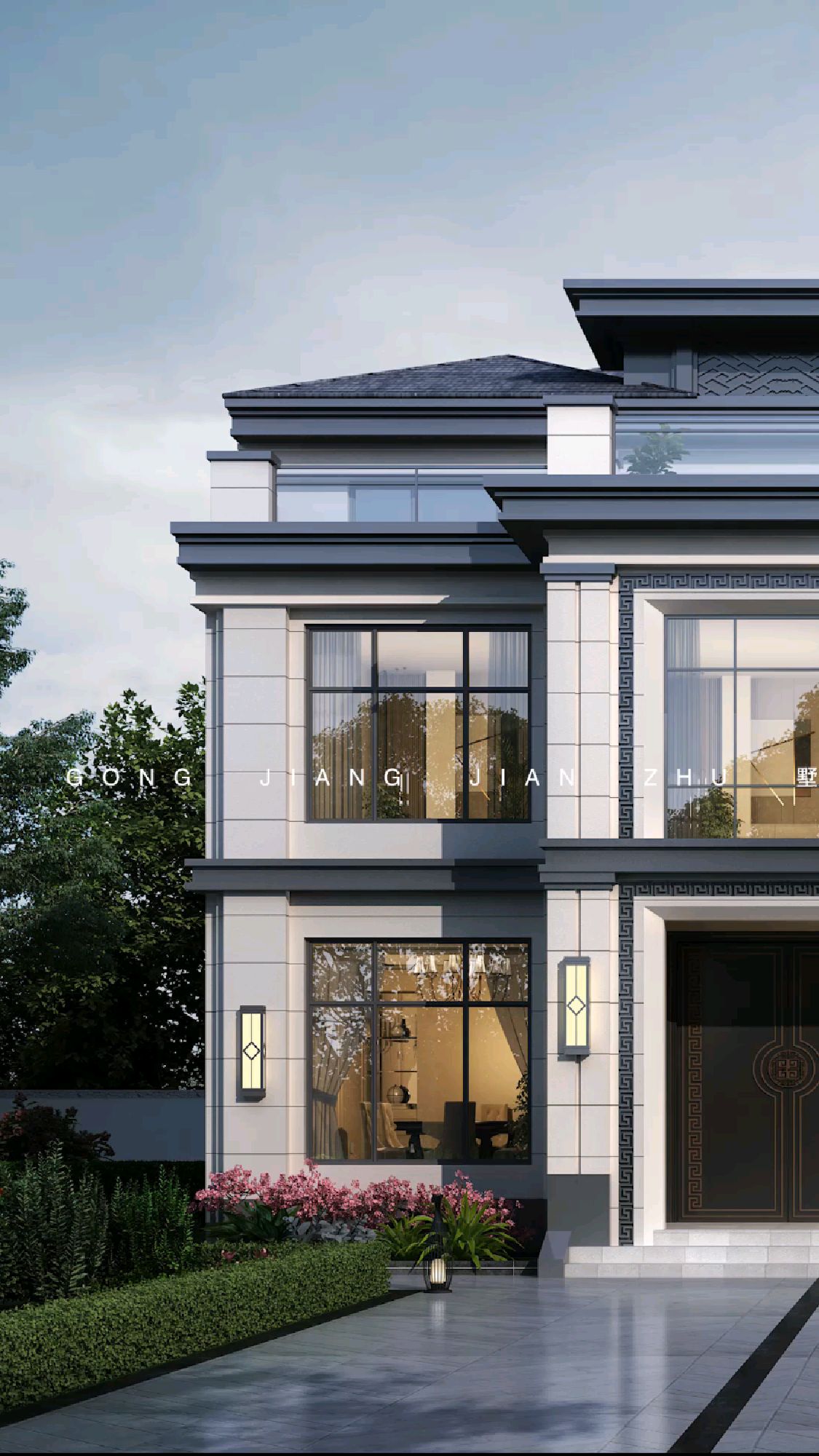 东西面宽16米南北进深13.3米,农村三层自建房小别墅