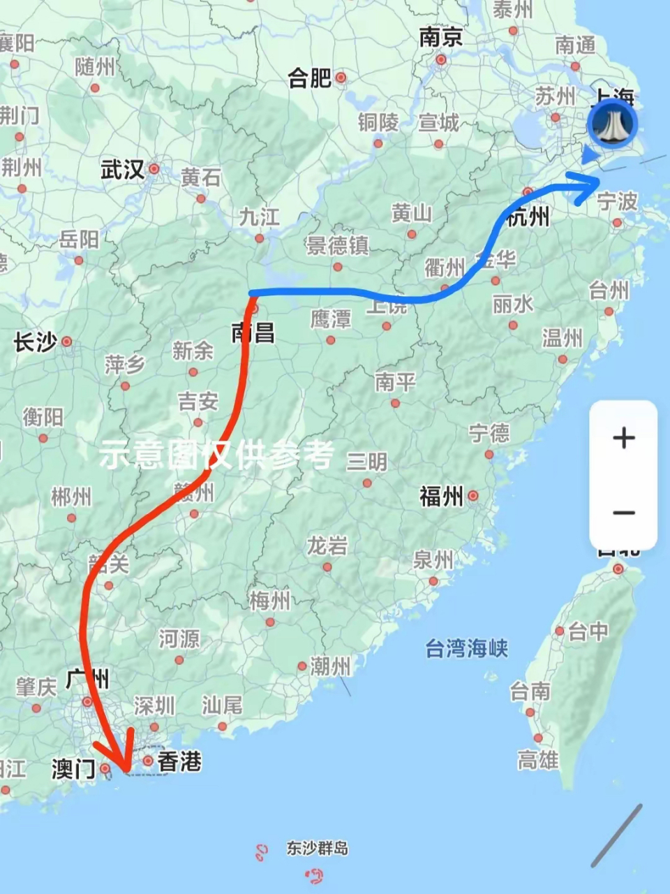 浙赣运河路线图图片