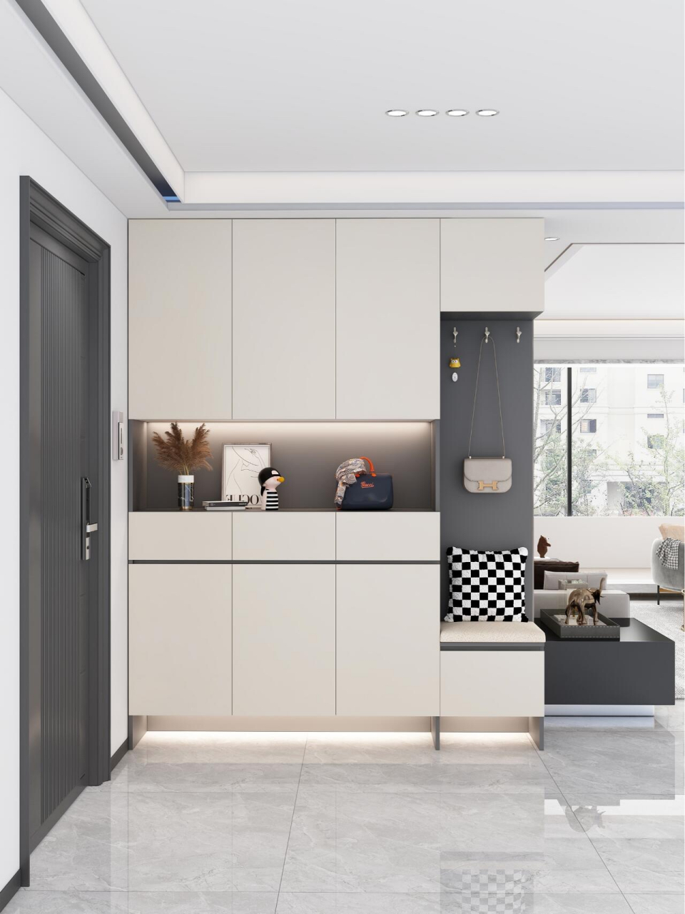 入户鞋柜设计,美观又实用.#装修# #装修灵感库