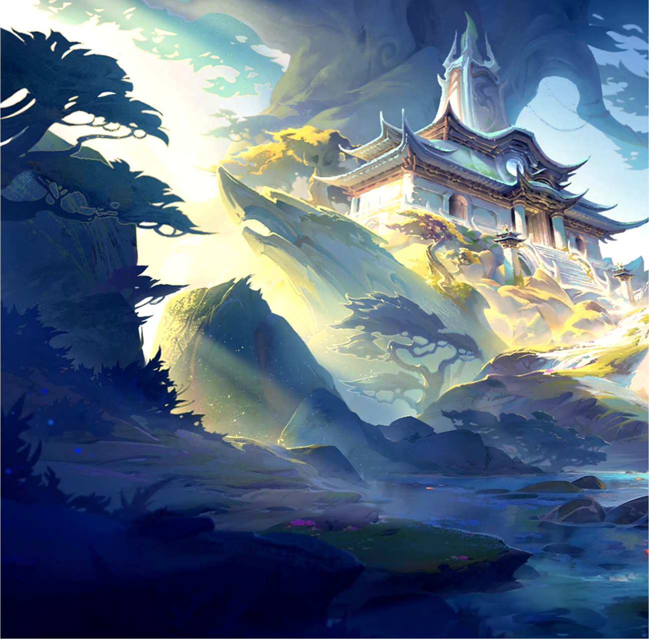 国产原创仙侠风slg游戏《天临混元》场景绘画作品欣赏,在这段玄幻的