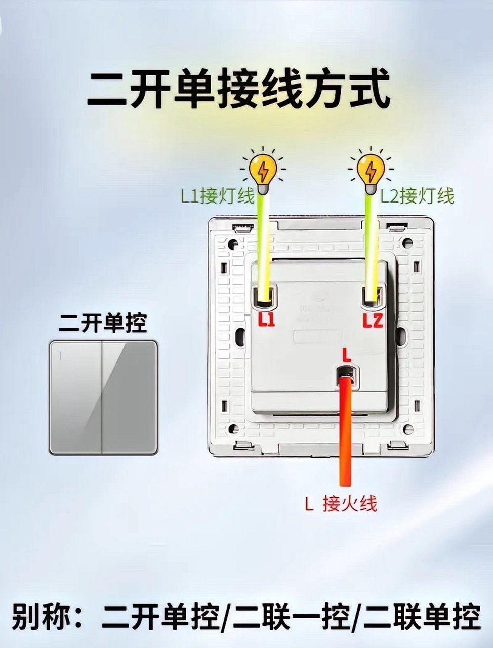 两开的开关怎么接线图图片