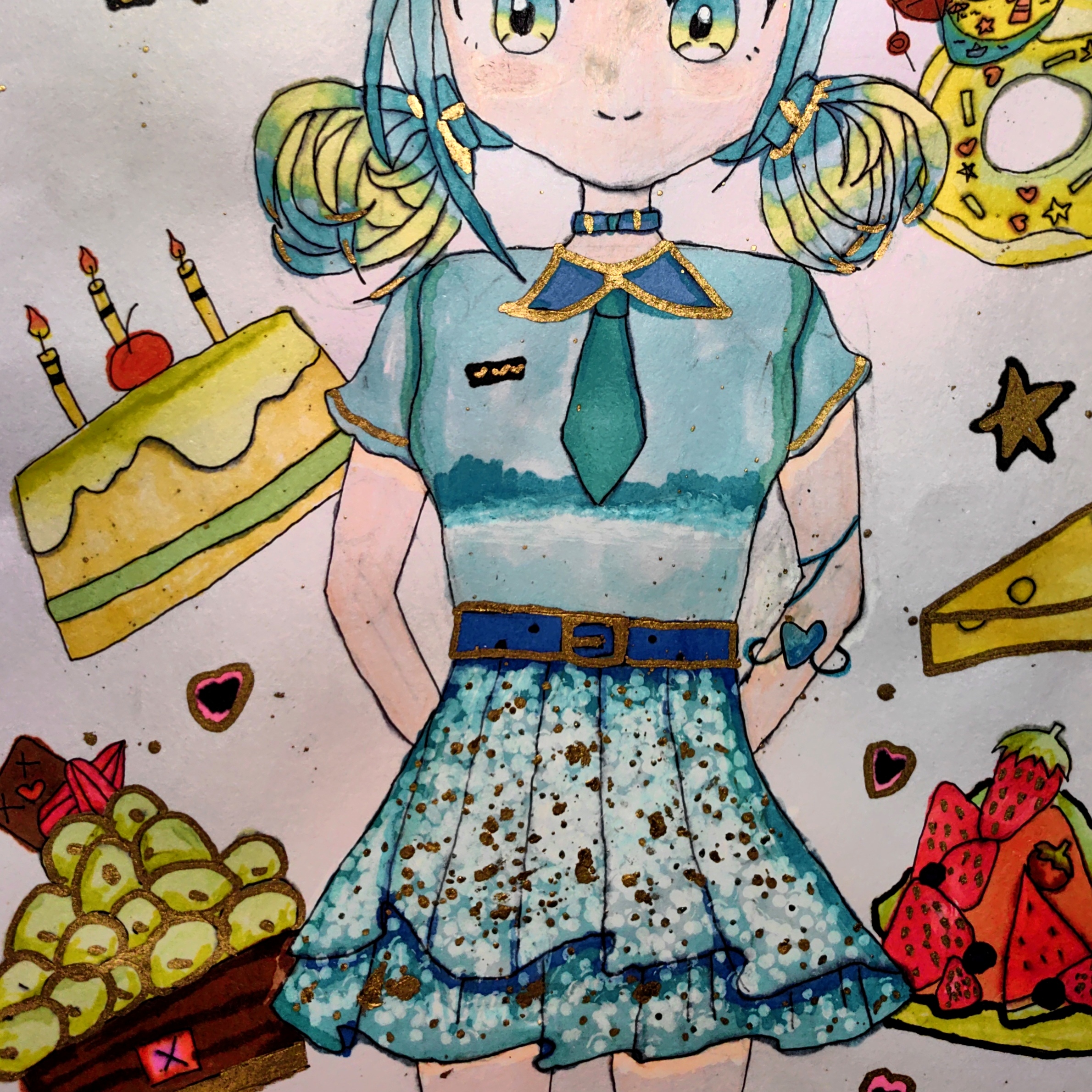 小学生暑假期间,完成作业的同时又开始学着绘画创作动漫作品了.