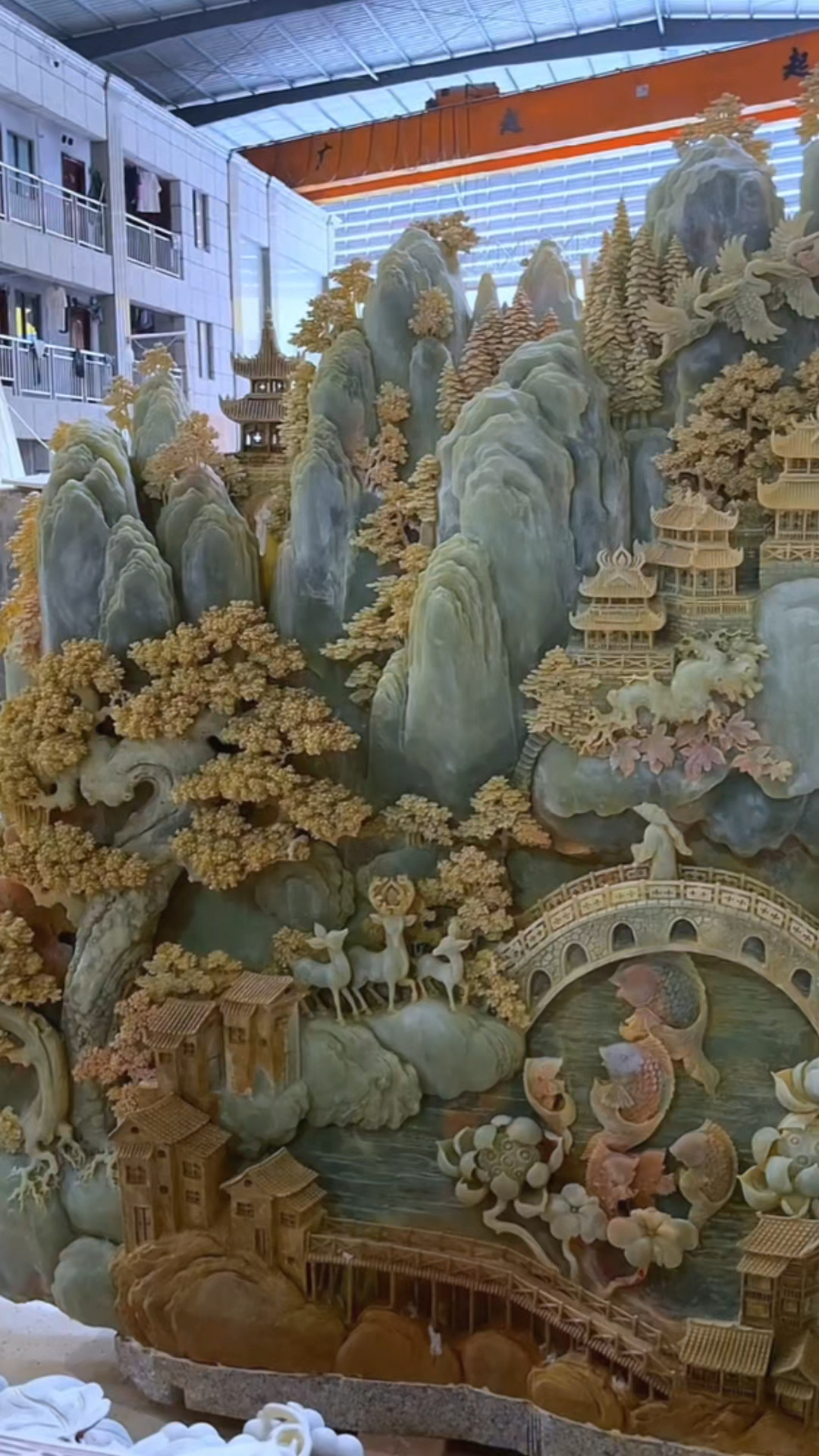 玉石摆件,山水人家,纯手工大师雕刻