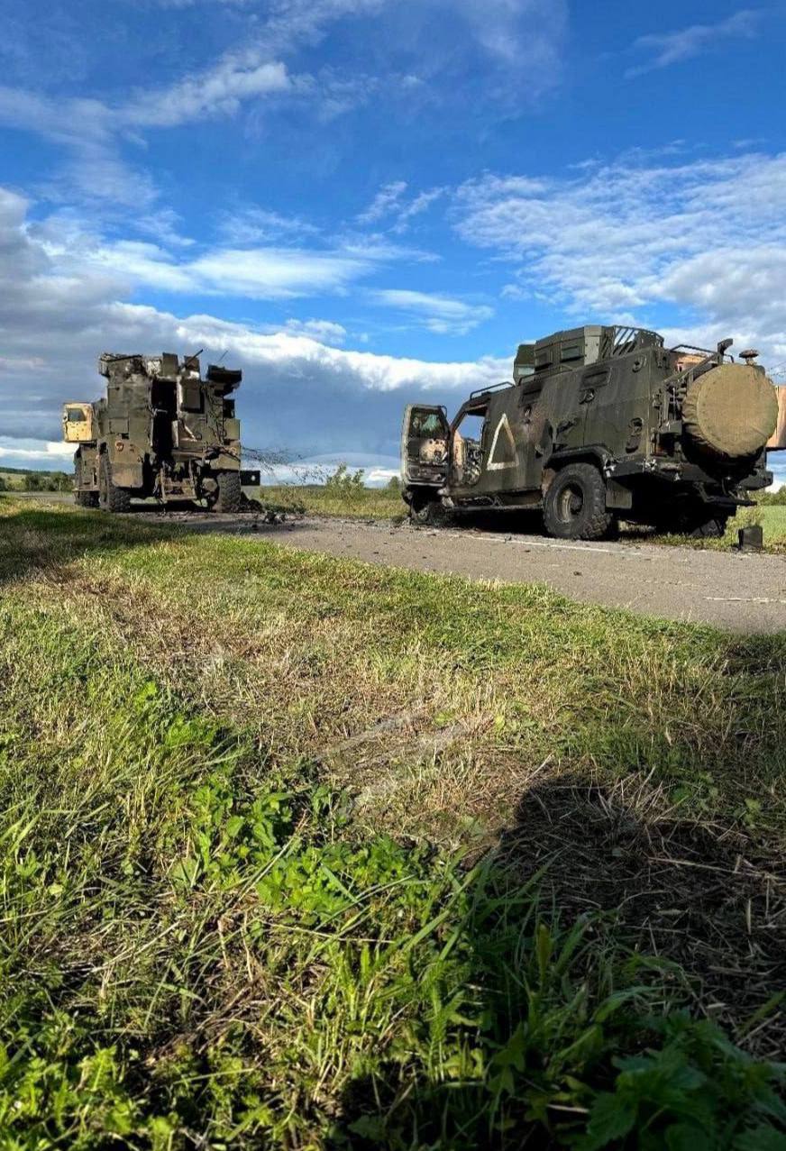 库尔斯克地区被摧毁的乌克兰武装部队装甲车纵队照片