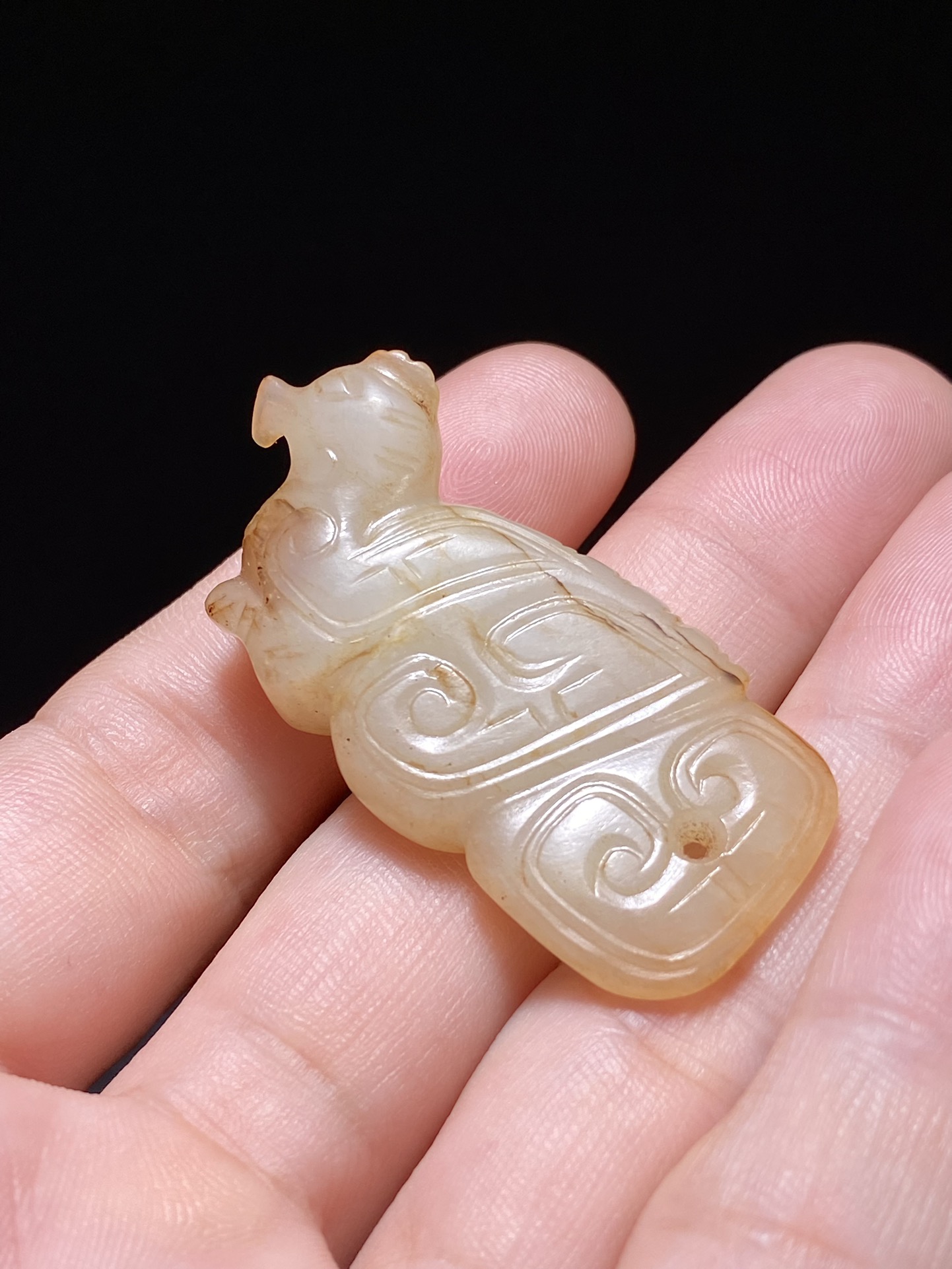 旧藏 和田玉籽料 凤鸟形 玉佩挂件