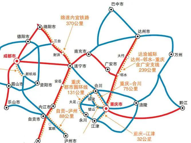 规划十多年的绵泸高铁以前呢,叫绵遂内自泸铁路,于2021年川南城际铁路