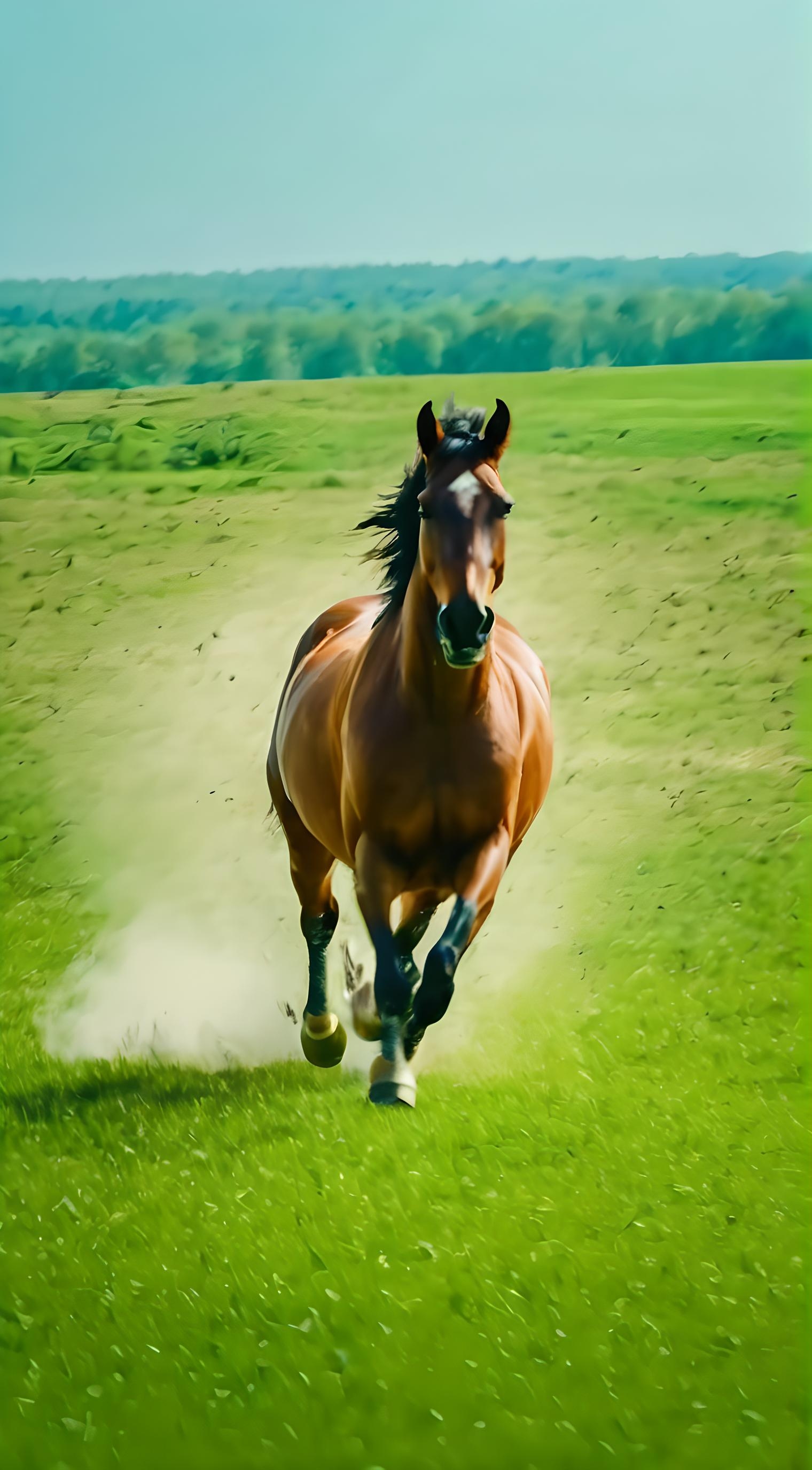 一匹骏马在草地上向你飞奔而来,马到成功