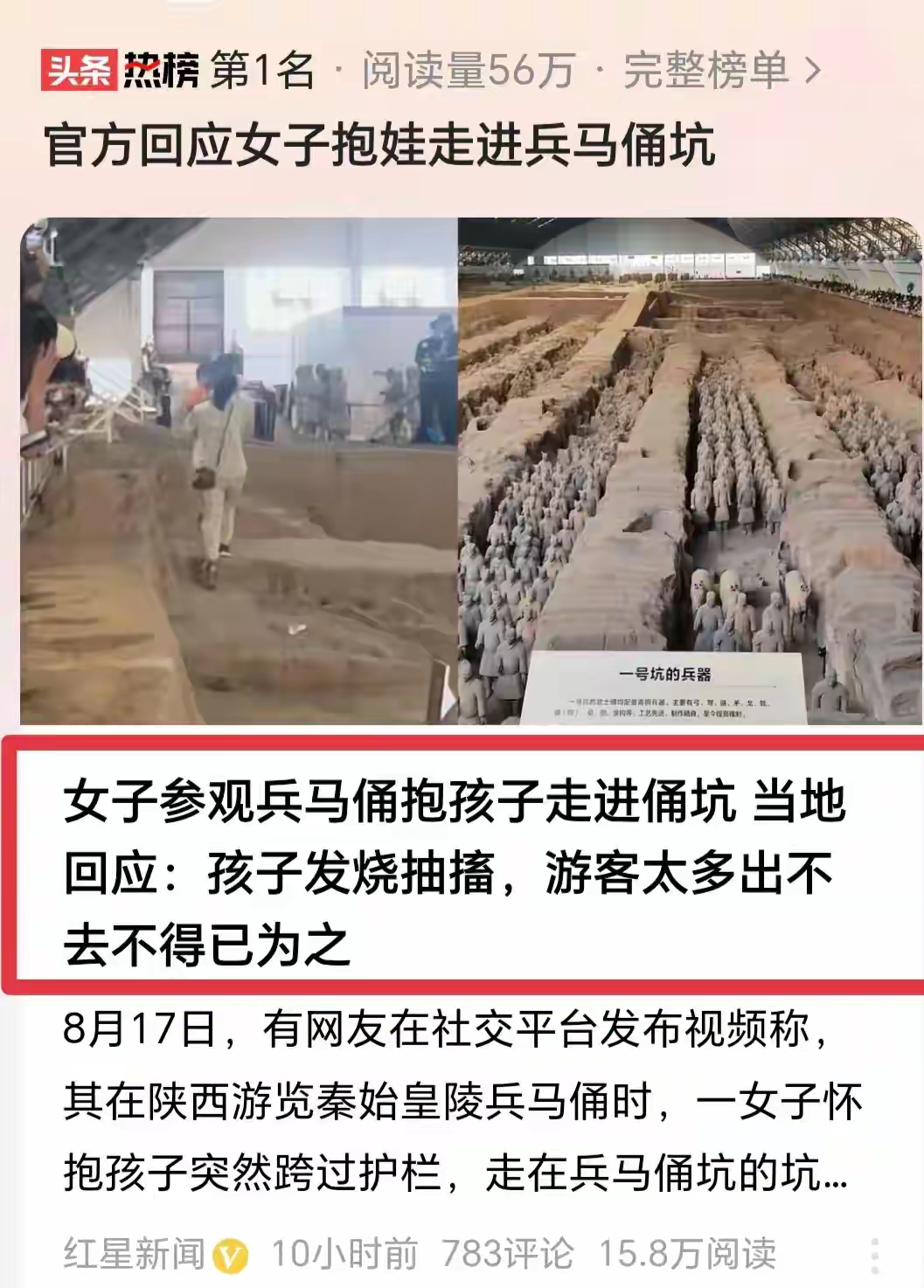 兵马俑跳坑事件照片图片