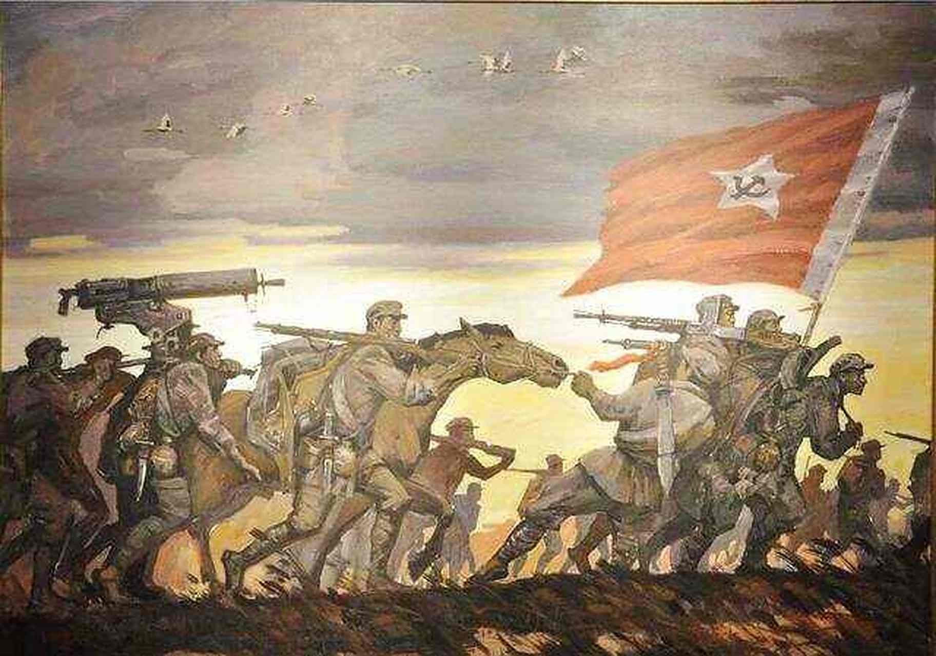 把酒满,敬先贤.英魂安恤焉. 金戈战马踏新关.五千梦未圆