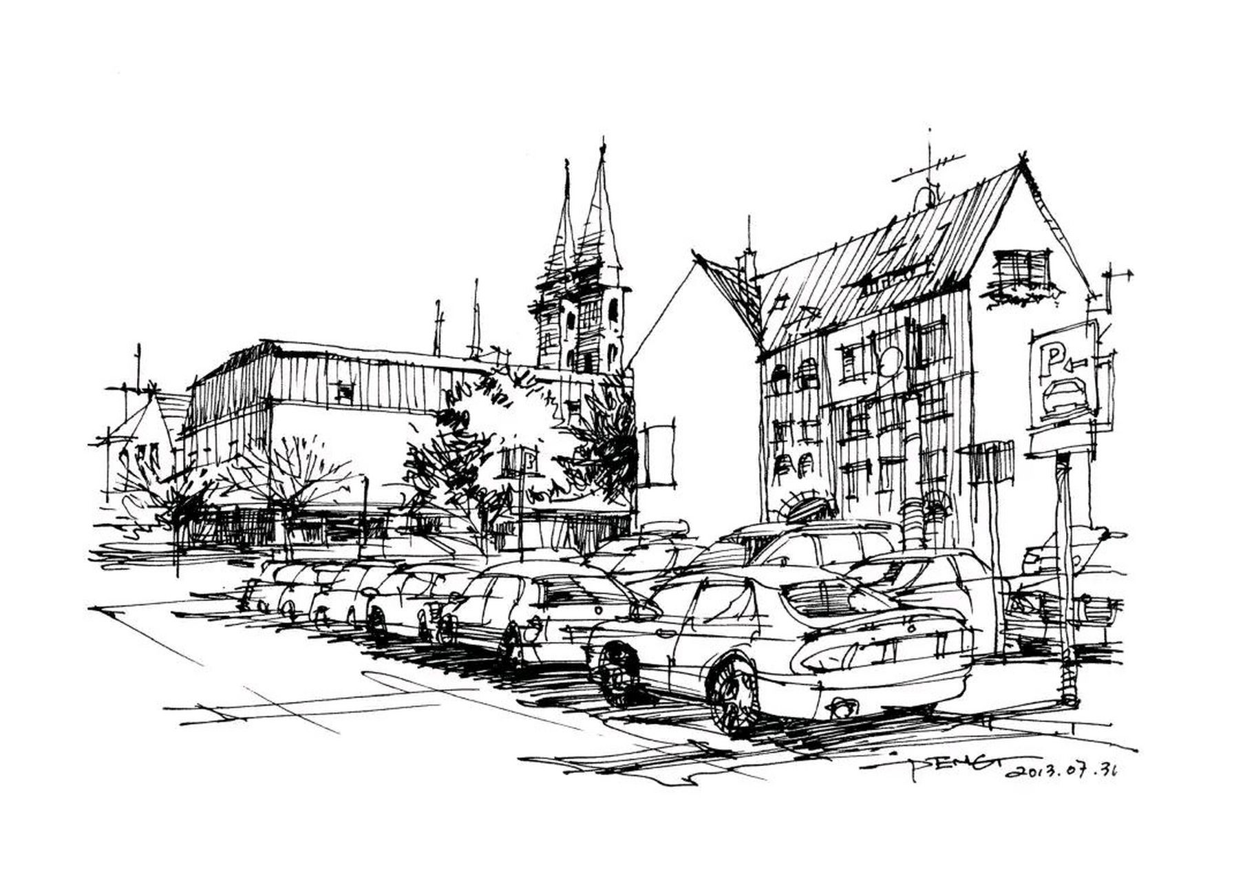 钢笔画 | 建筑风景