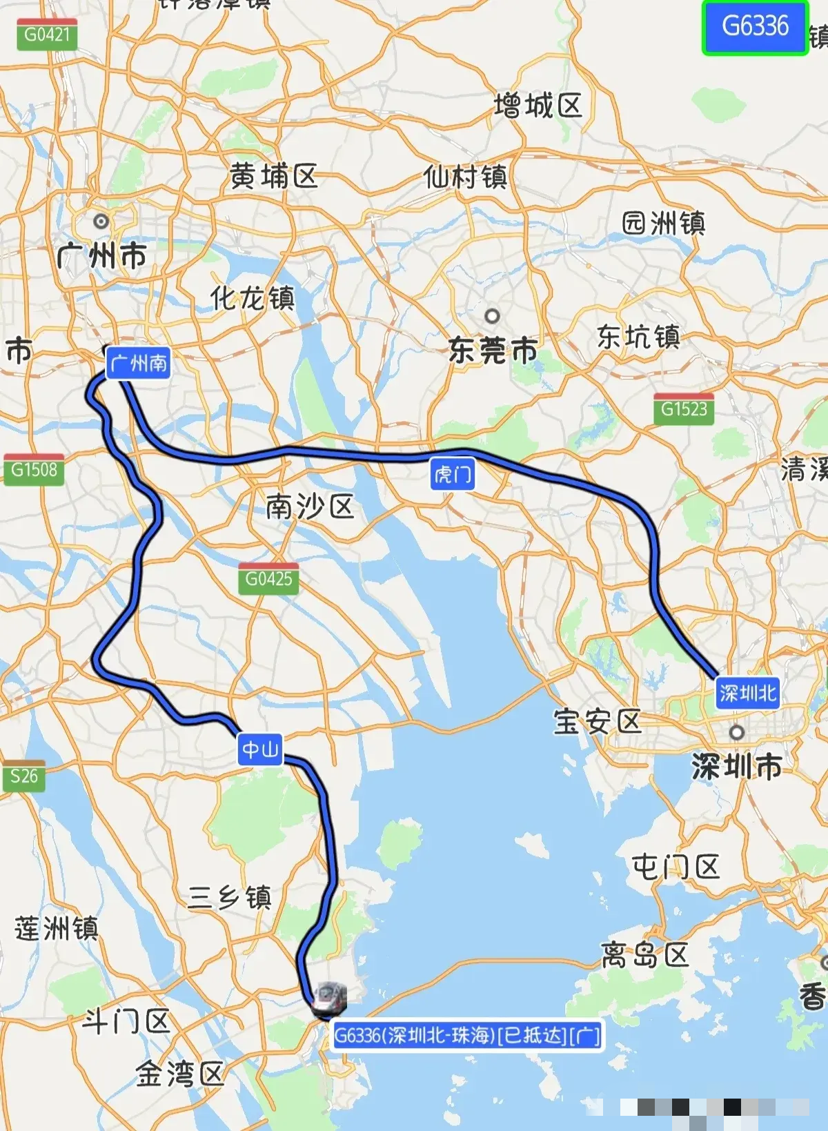 深圳与珠海的直线距离仅 57 公里而已,然而从珠海到深圳的高铁列车却