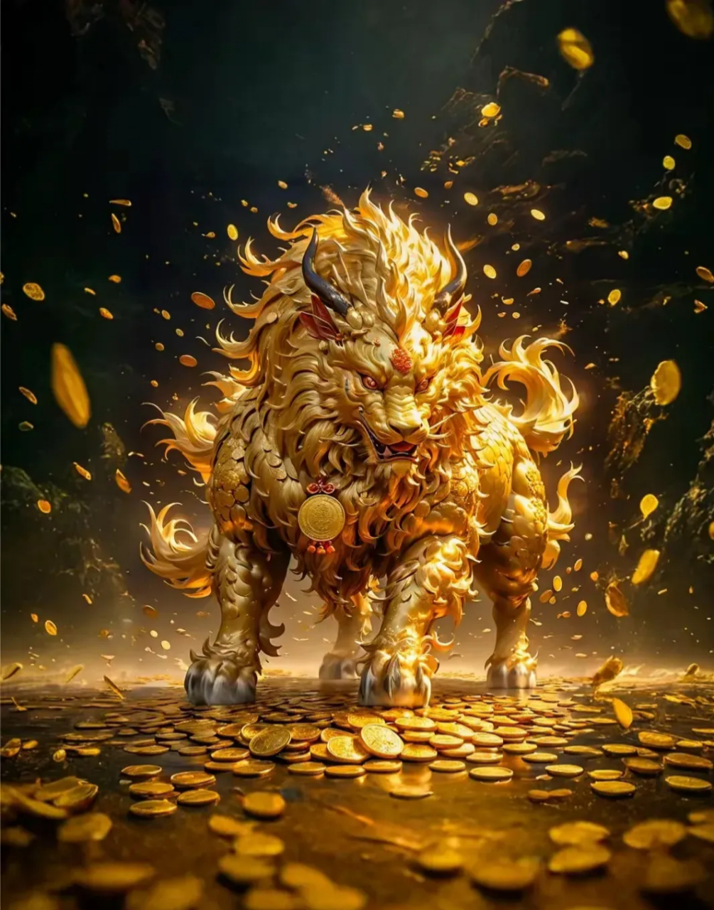 金麒麟呈祥,幸福相伴;吉祥如意,好运连连.