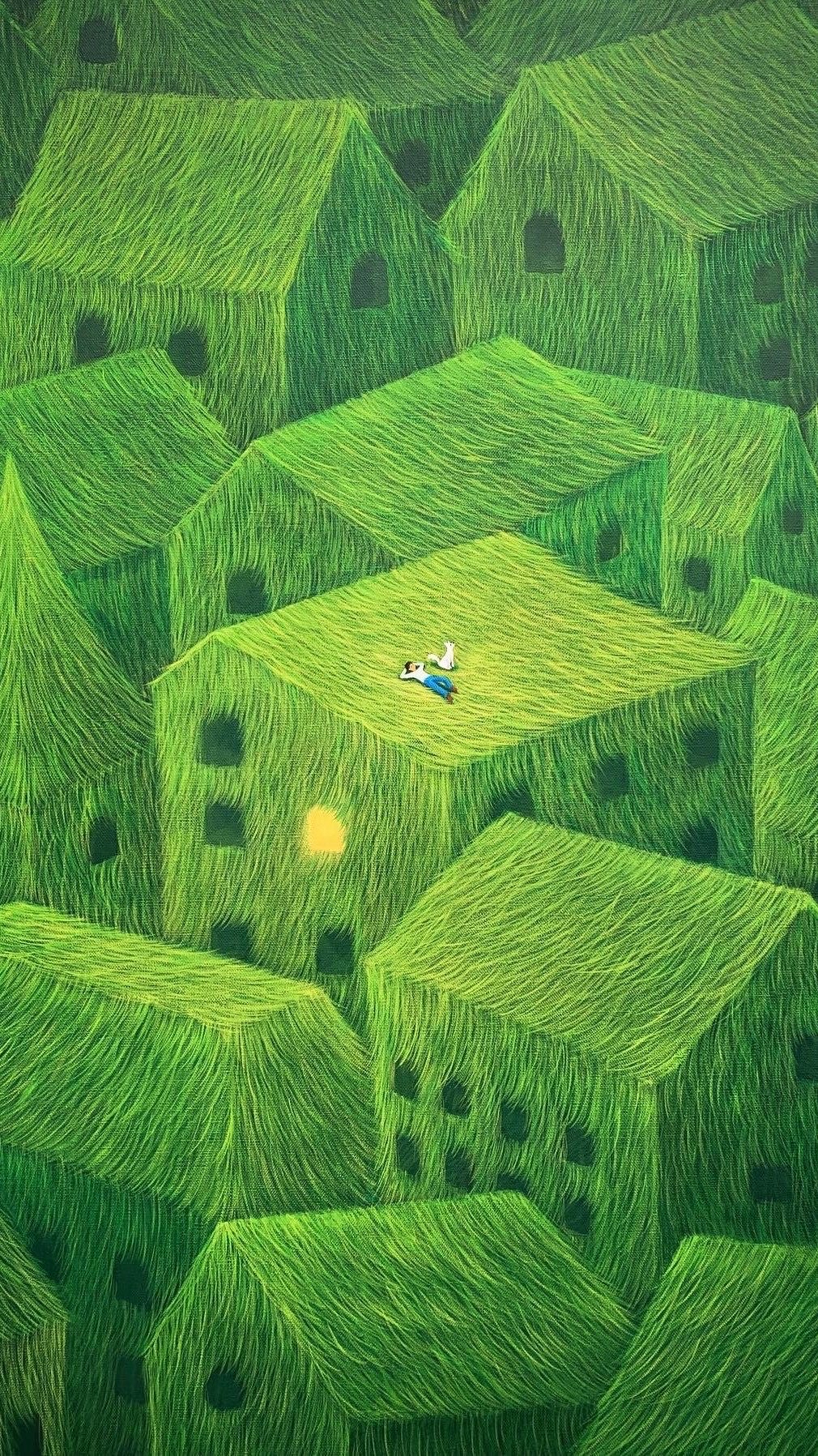 治愈系风景插画 beyond the green 韩国插画师 kim mul gil 作品