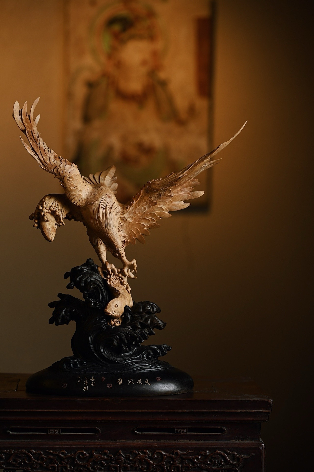 老山檀"大展宏图"摆件