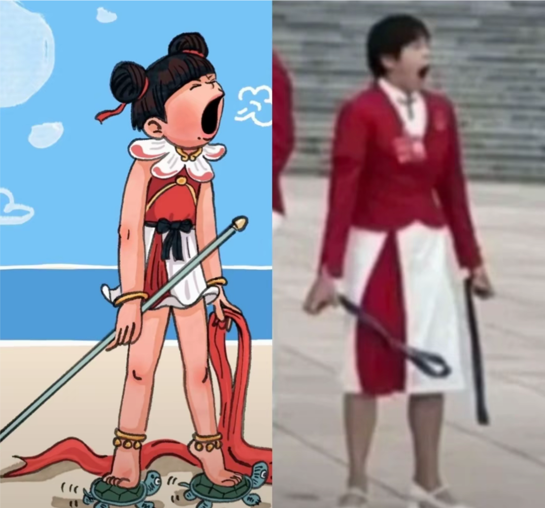 我觉得全红婵都快成国民偶像了,无人不知无扰 哪吒赤脚哪吒光脚同片