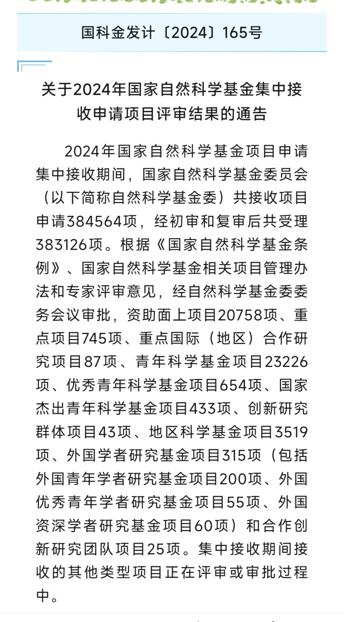 2024年国自然放榜了!