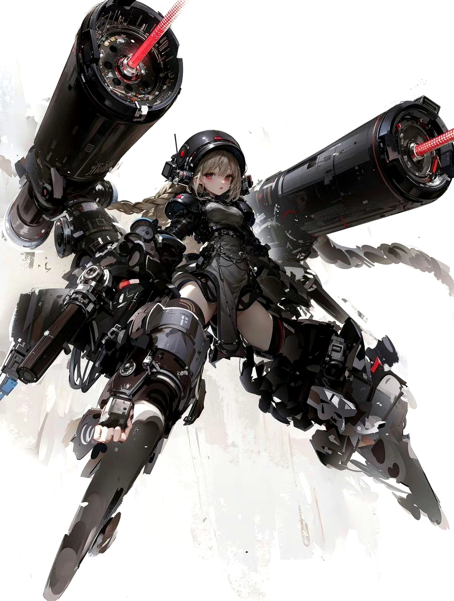 ai生成的一组重装机娘作品,将重型武装与动漫少女结合起来