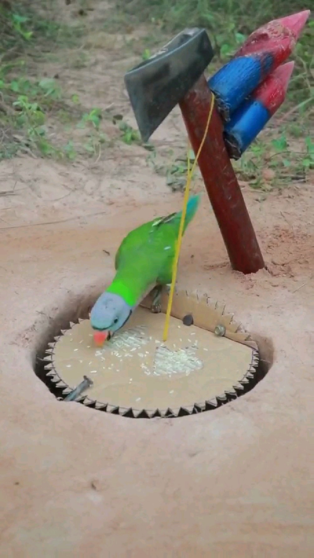 户外陷阱手工制作抓鸡抓鸟