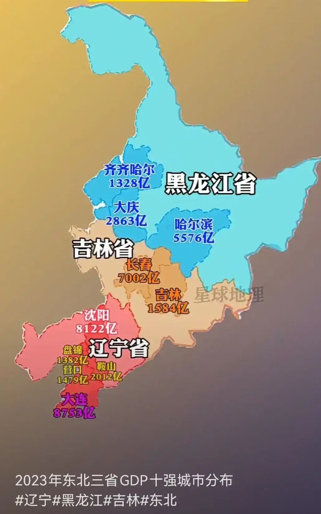 我觉得是长春,哈尔滨和沈阳位置都太偏,长春的位置正好在东北三省的