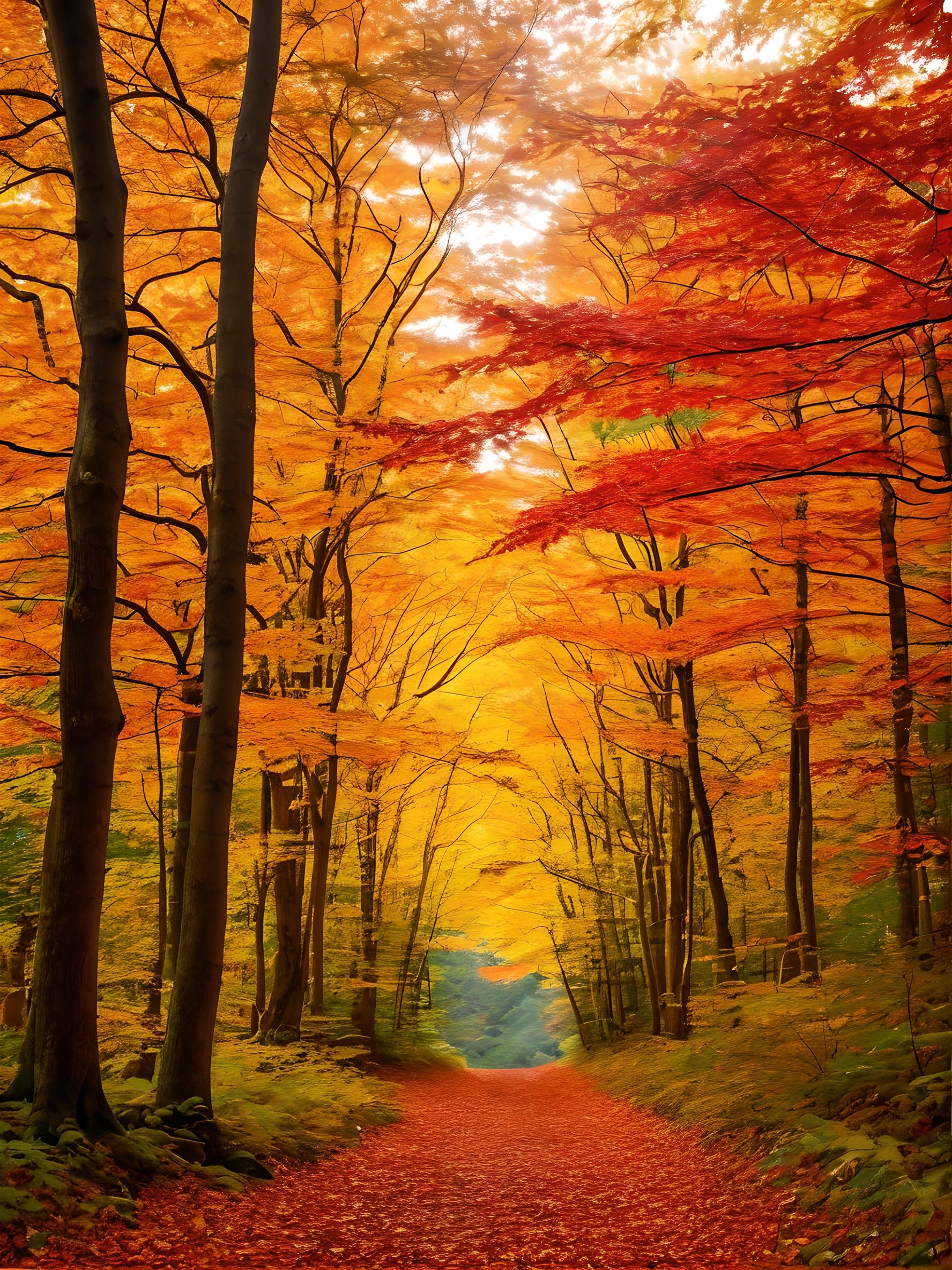 古道旁,枫叶如火,映日而红,似画非画,如梦如幻