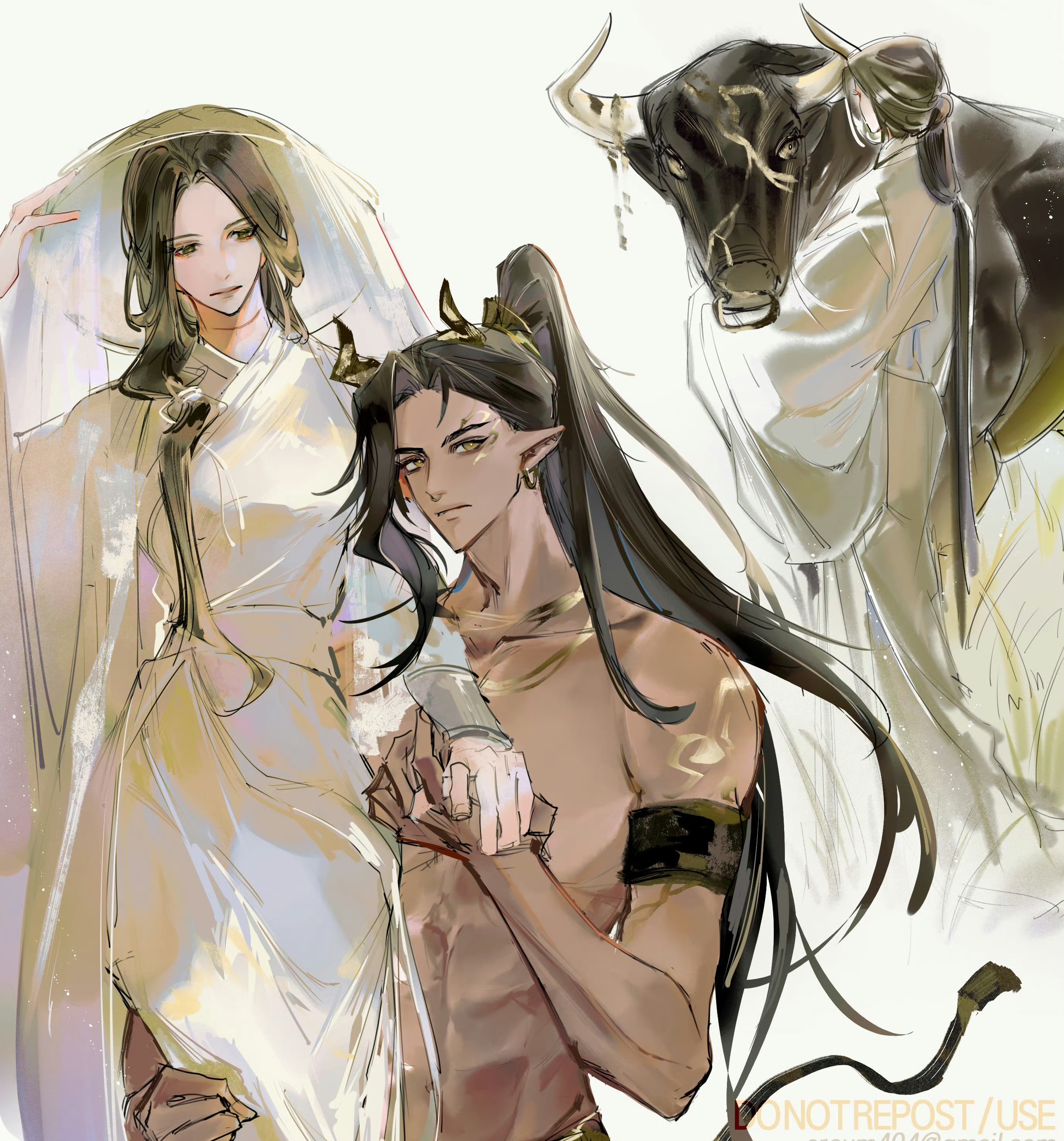 天官赐福# 雨师篁和她那帅气的牛大哥[滑稽]