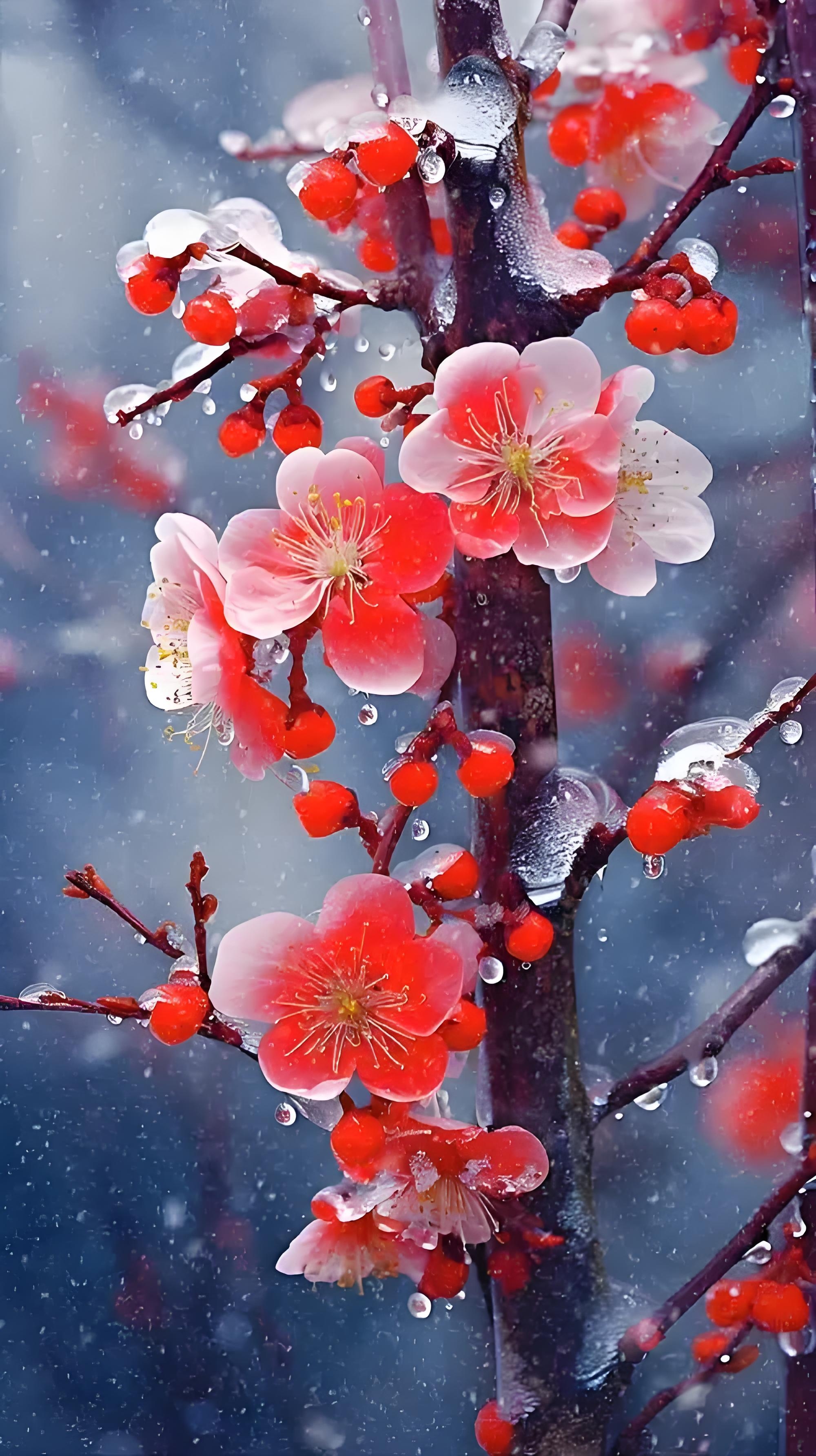 冬雪和春雪,纷纷扬扬,飘落我一身洁白;是雪花仙子怜惜我的落寞