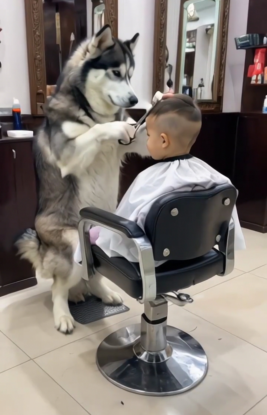 想象一下狗狗们举着剪刀那小模样简直萌翻了