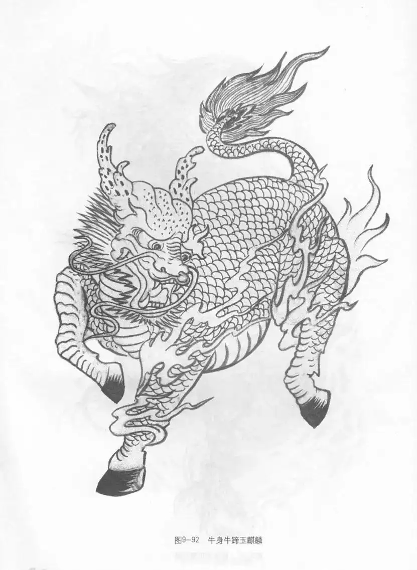 163幅传统古典麒麟兽神造型图案纹样线稿,值得收藏!