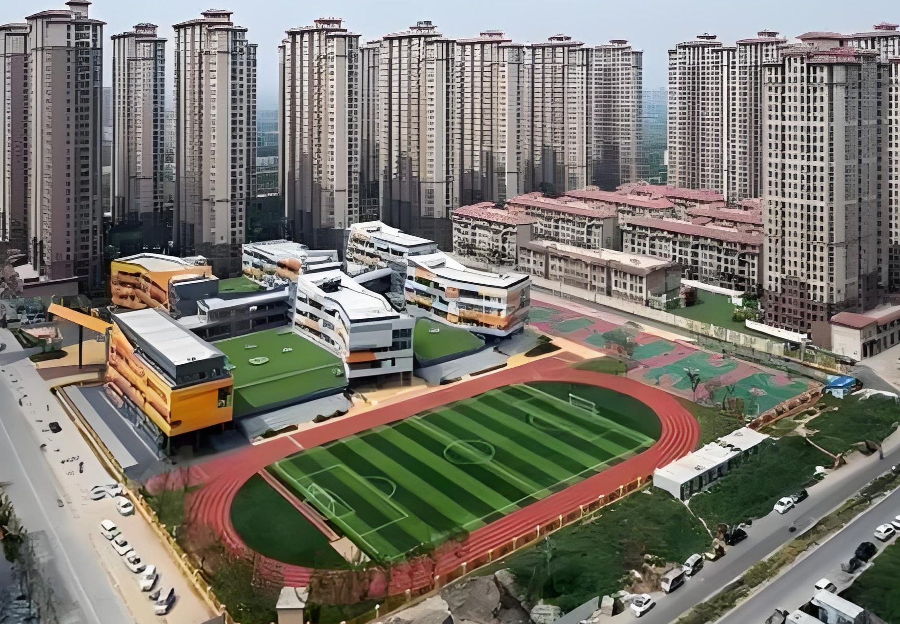 这样他就能上个好学校了学区房东荟花园小学北校区航拍图苏州华辰嘉园