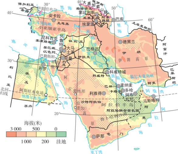 中东地形地势图片