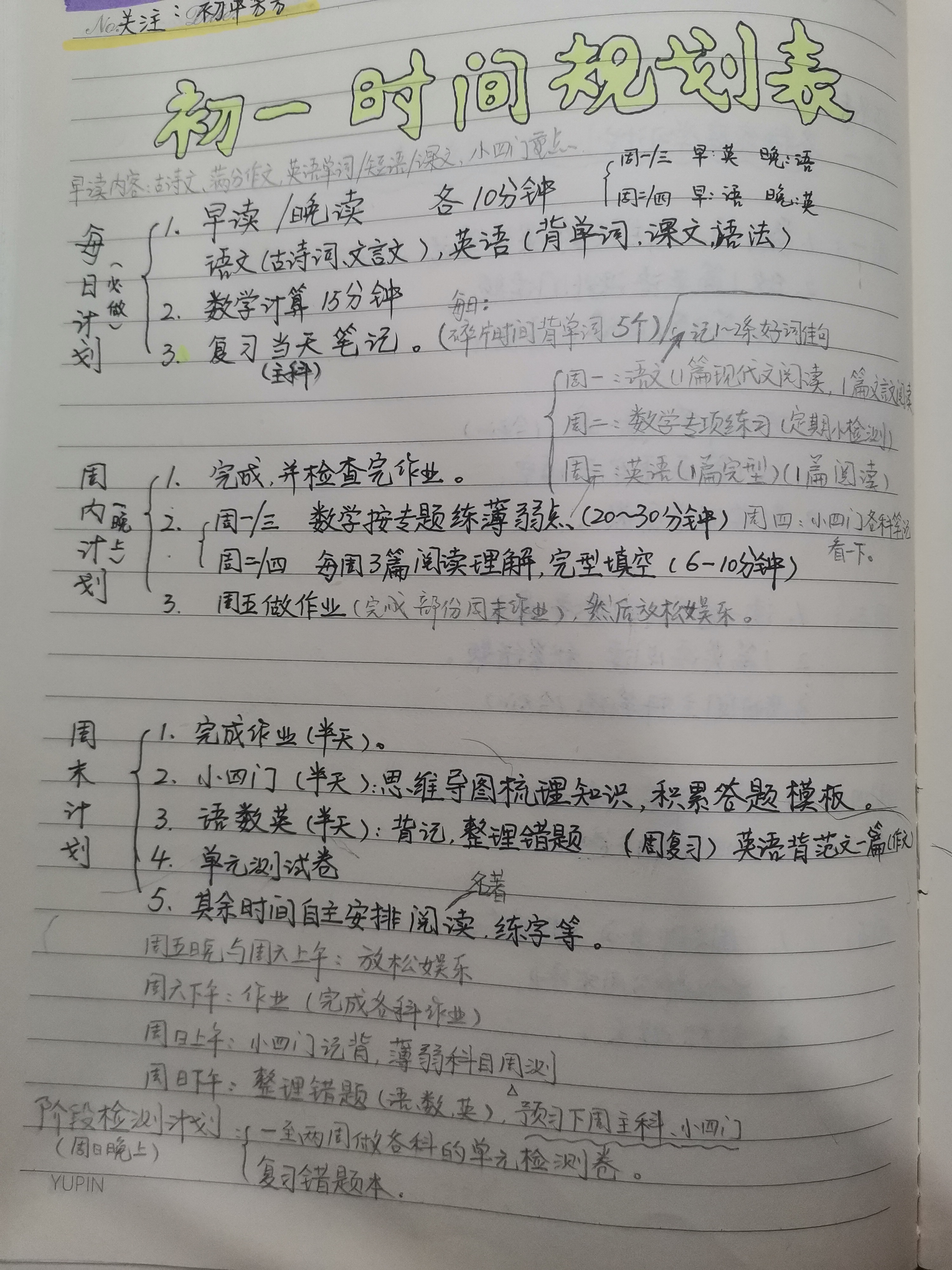 包含新初一学业规划手册（初一到初三）的词条